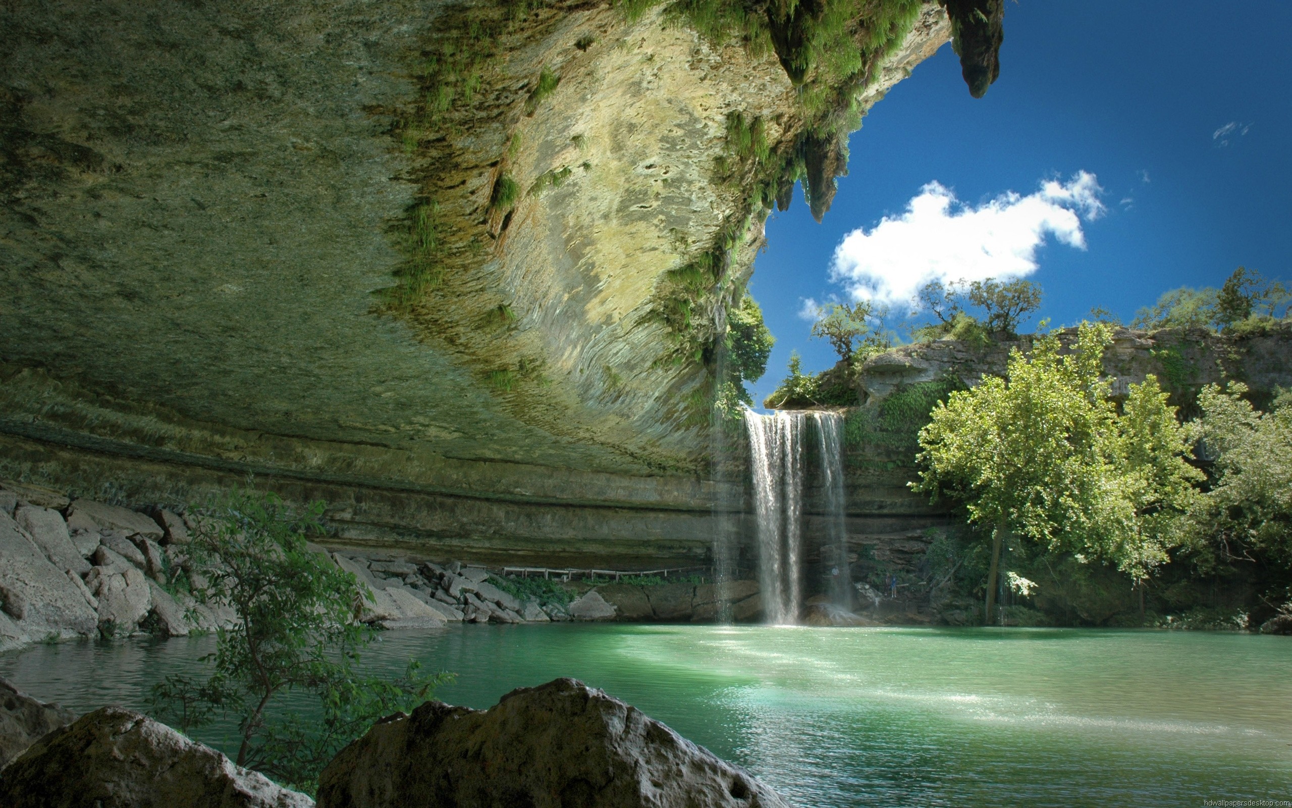 Hamilton Pool, Texas, Cascata, Grotta, Laghetto, sfondo Mac 2K