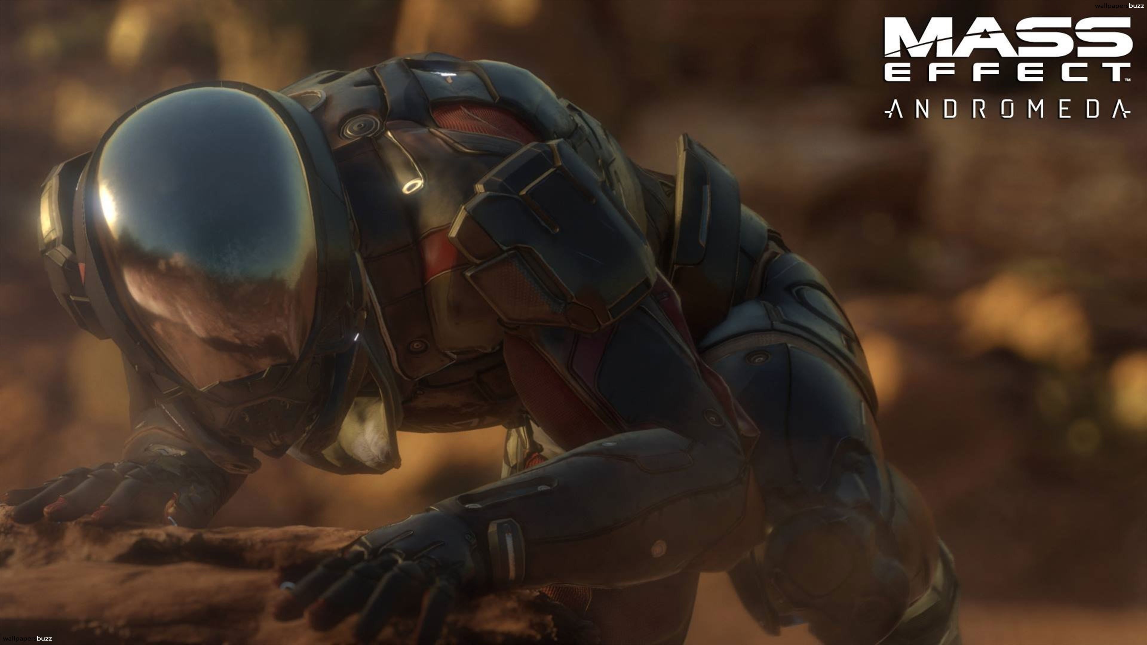 Mass Effect: Andromeda, Ryder, Casco, Atterraggio, Logo, 4K, sfondo per portatile