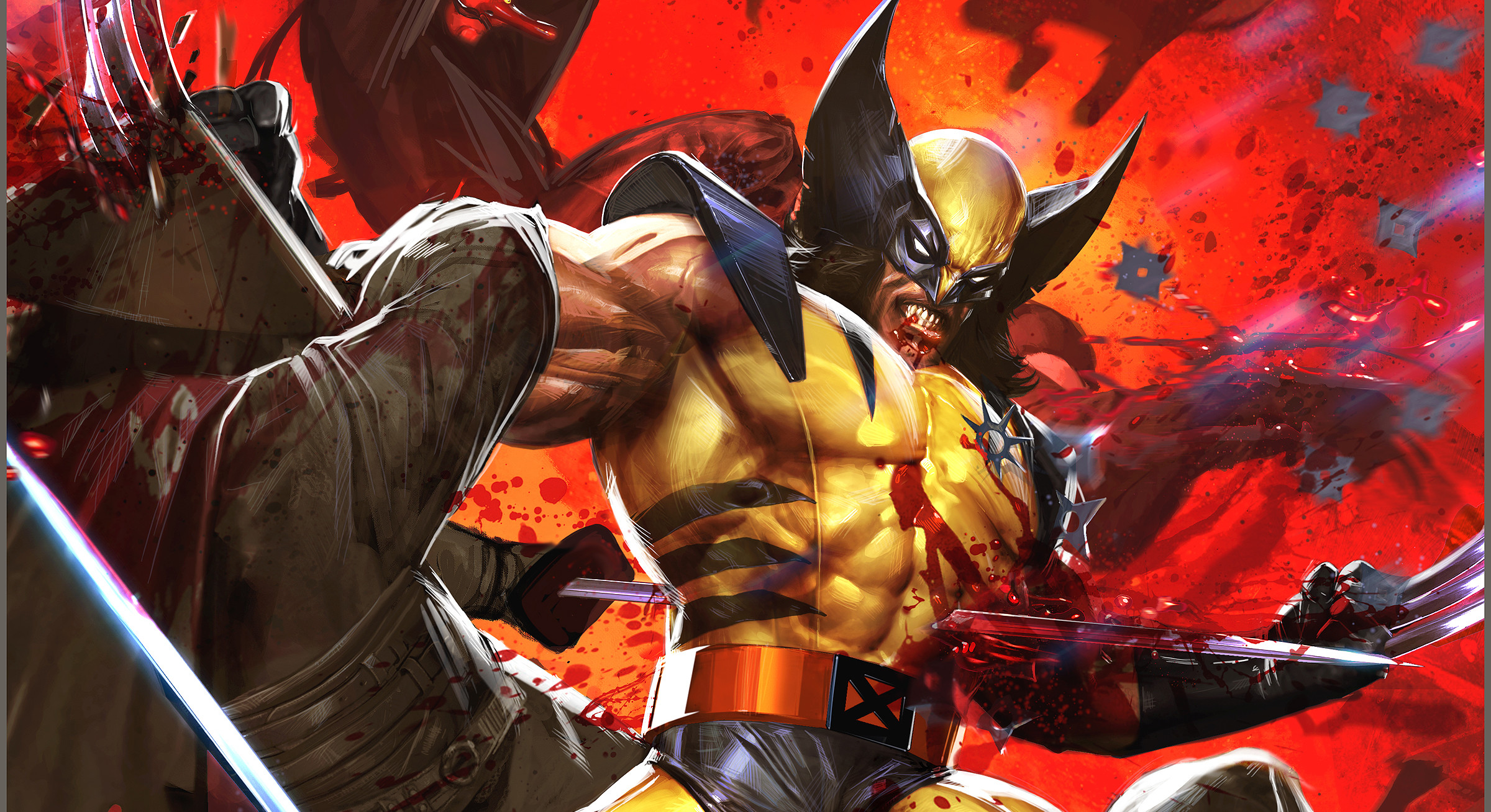 Wolverine, Marvel Comics, X-Men, Combattimento, Full HD, sfondo Windows 11