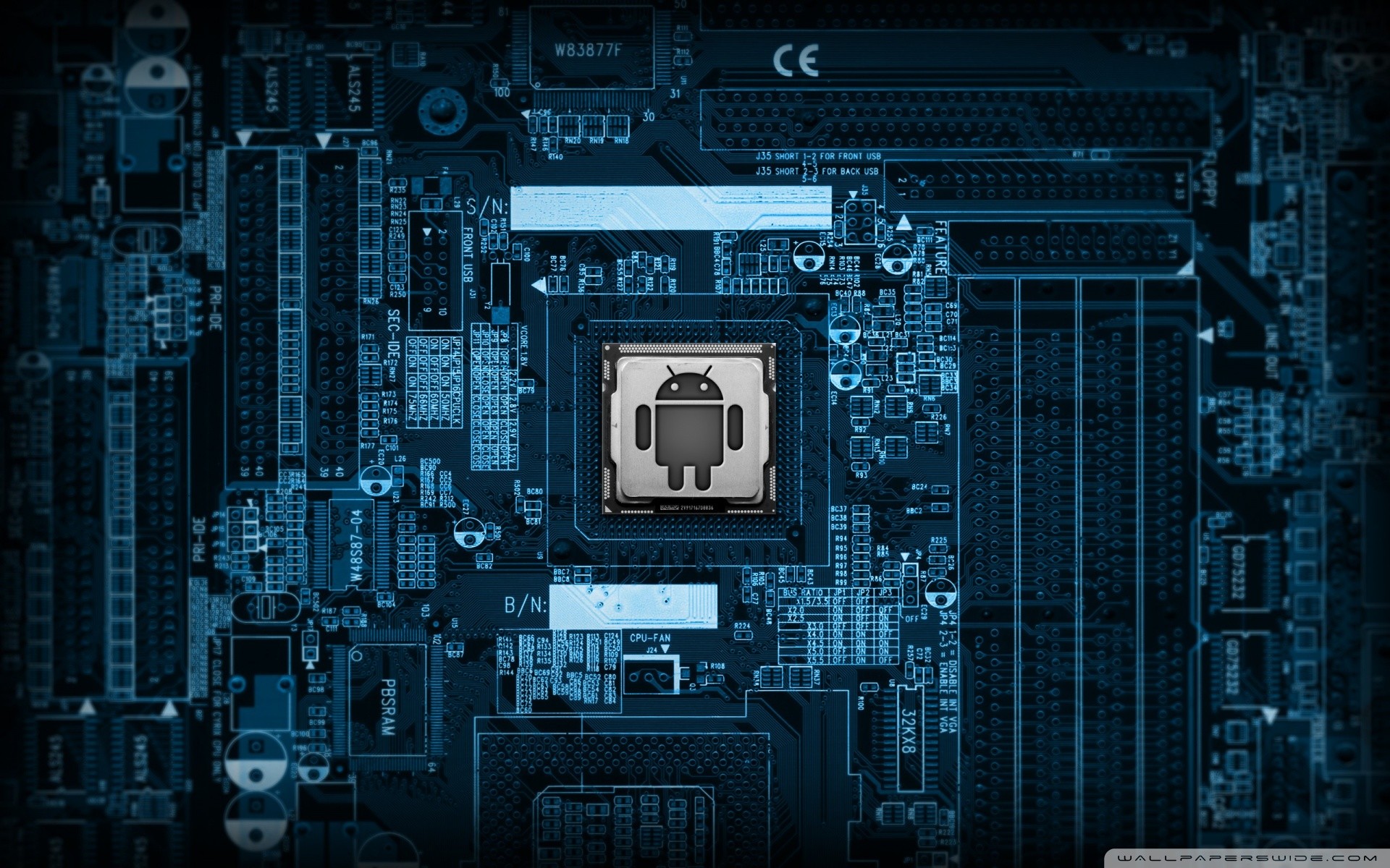Android, Logo Android, Scheda madre, Circuito, Tecnologia, 16:10 Full HD, sfondo widescreen
