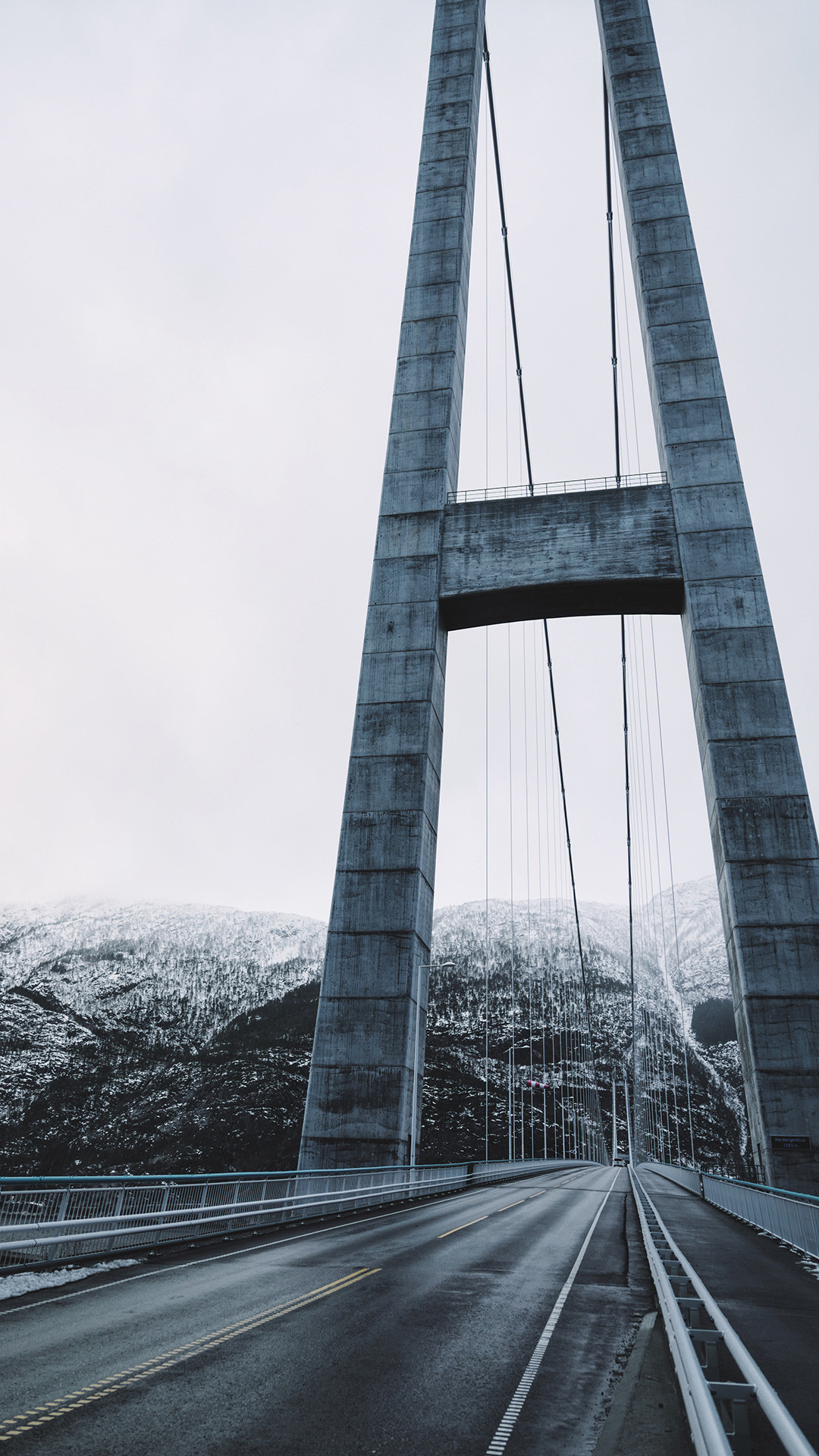 Ponte sospeso, Strada, Montagne, Inverno, sfondo Huawei P9