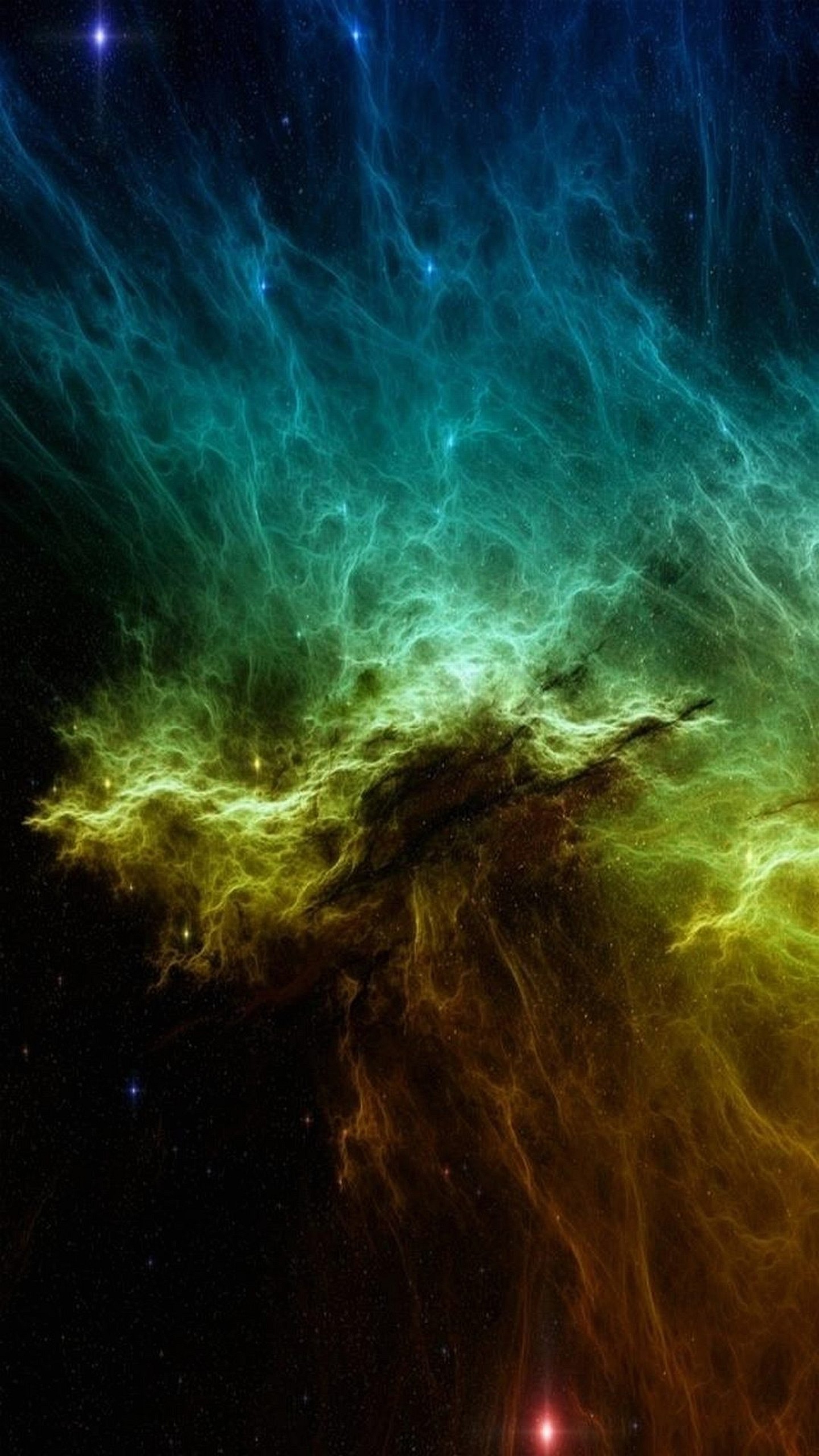 Nebulosa, Spazio, Verde, Stelle, Nuvole cosmiche, sfondo LG G3 QHD+
