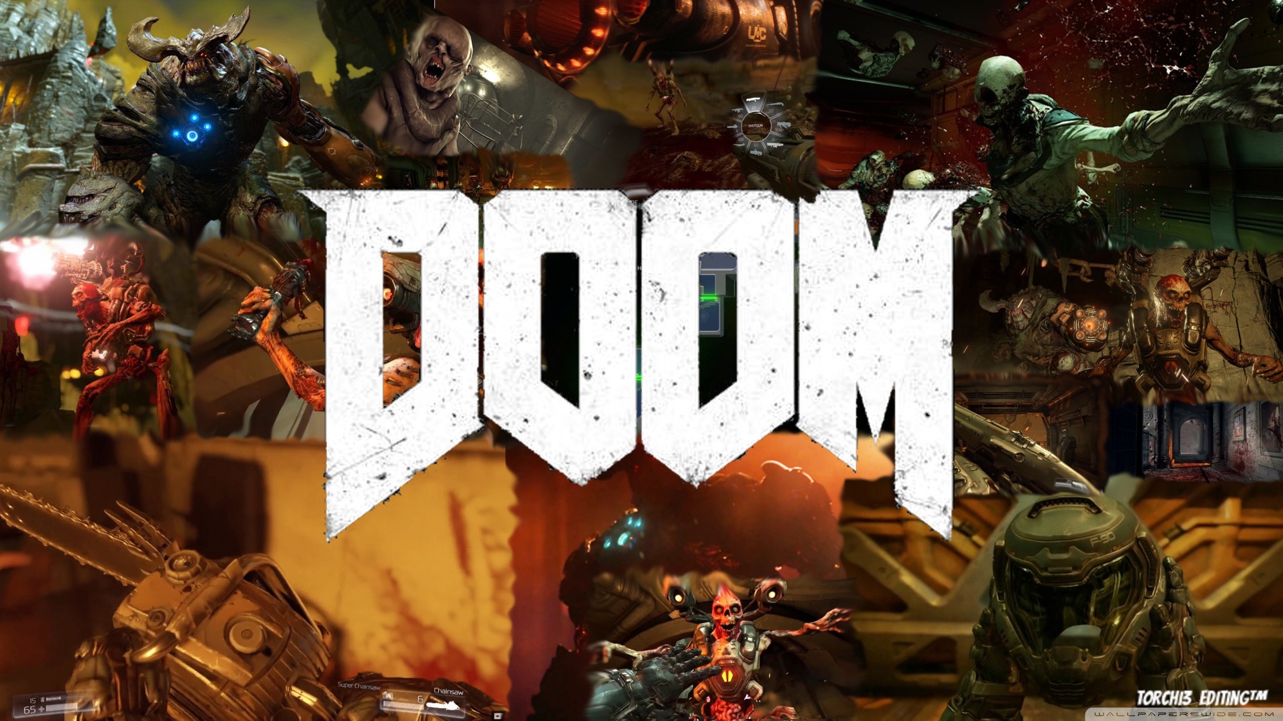 Doom, Logo, Collage, Demoni, 2K 1440p, sfondo desktop