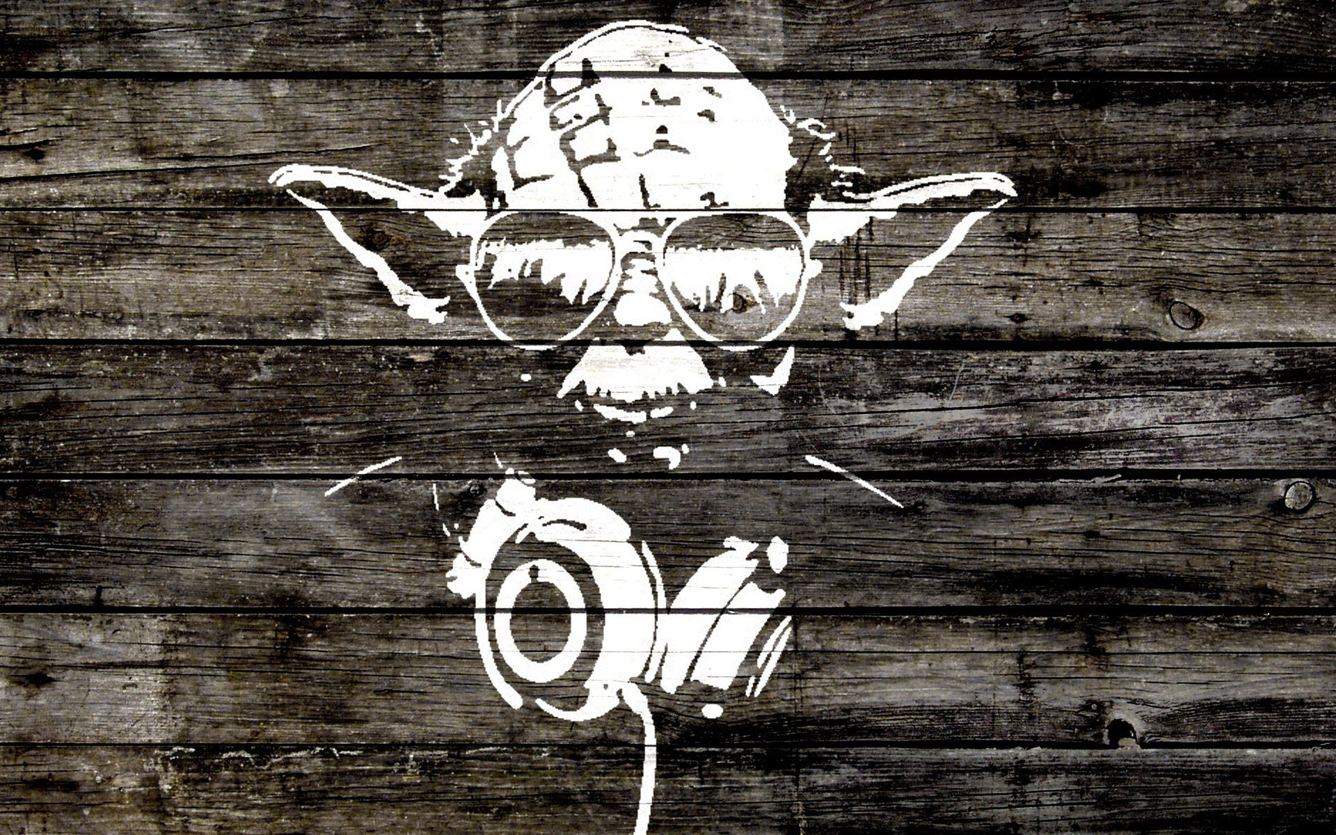 Yoda, Cuffie, Occhiali da sole, Legno, Stencil, 1920x1200, immagine di sfondo
