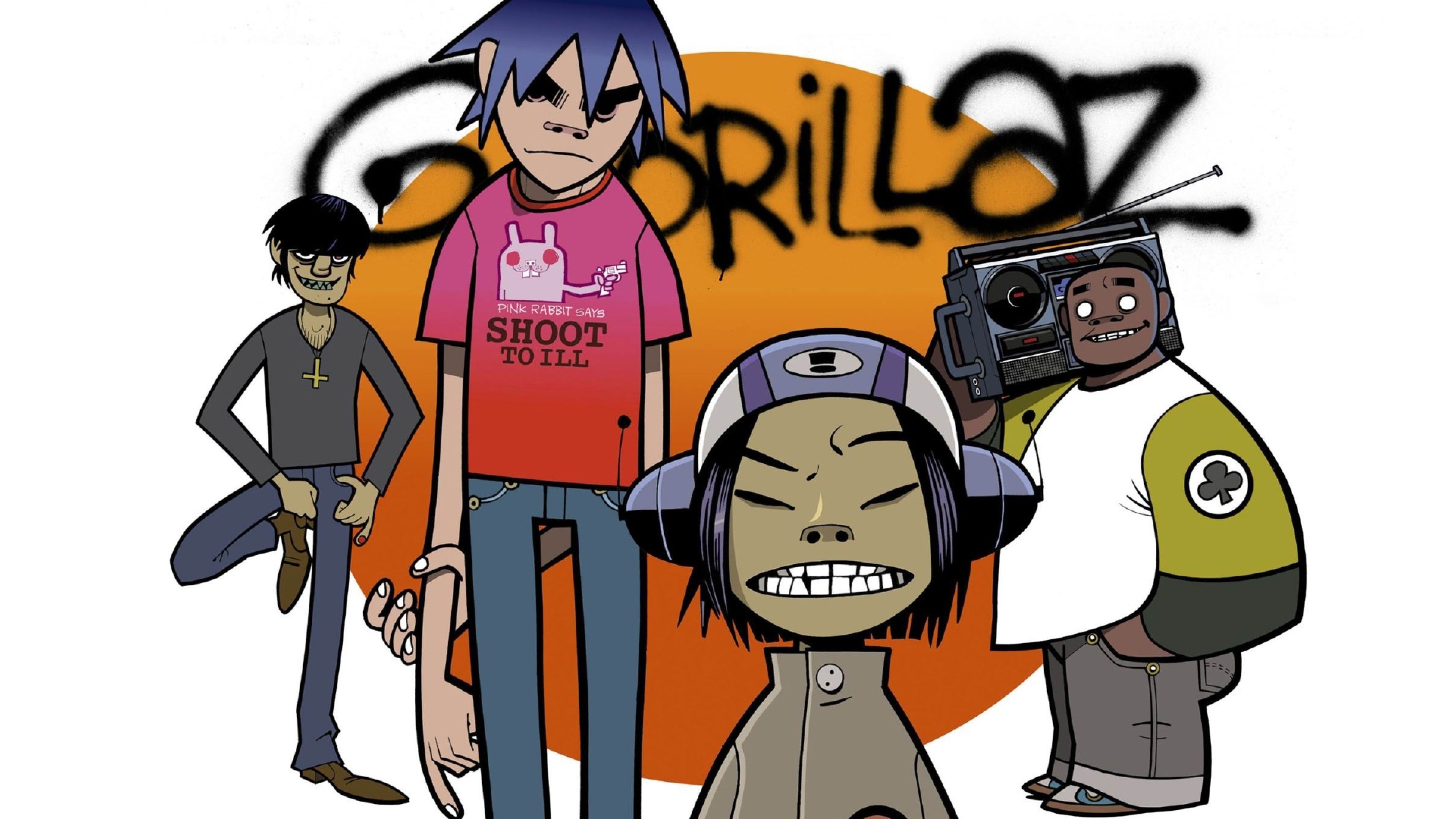 Gorillaz, Logo, 2-D, Noodle, Russel Hobbs, Murdoc Niccals, 4K, sfondo per PC