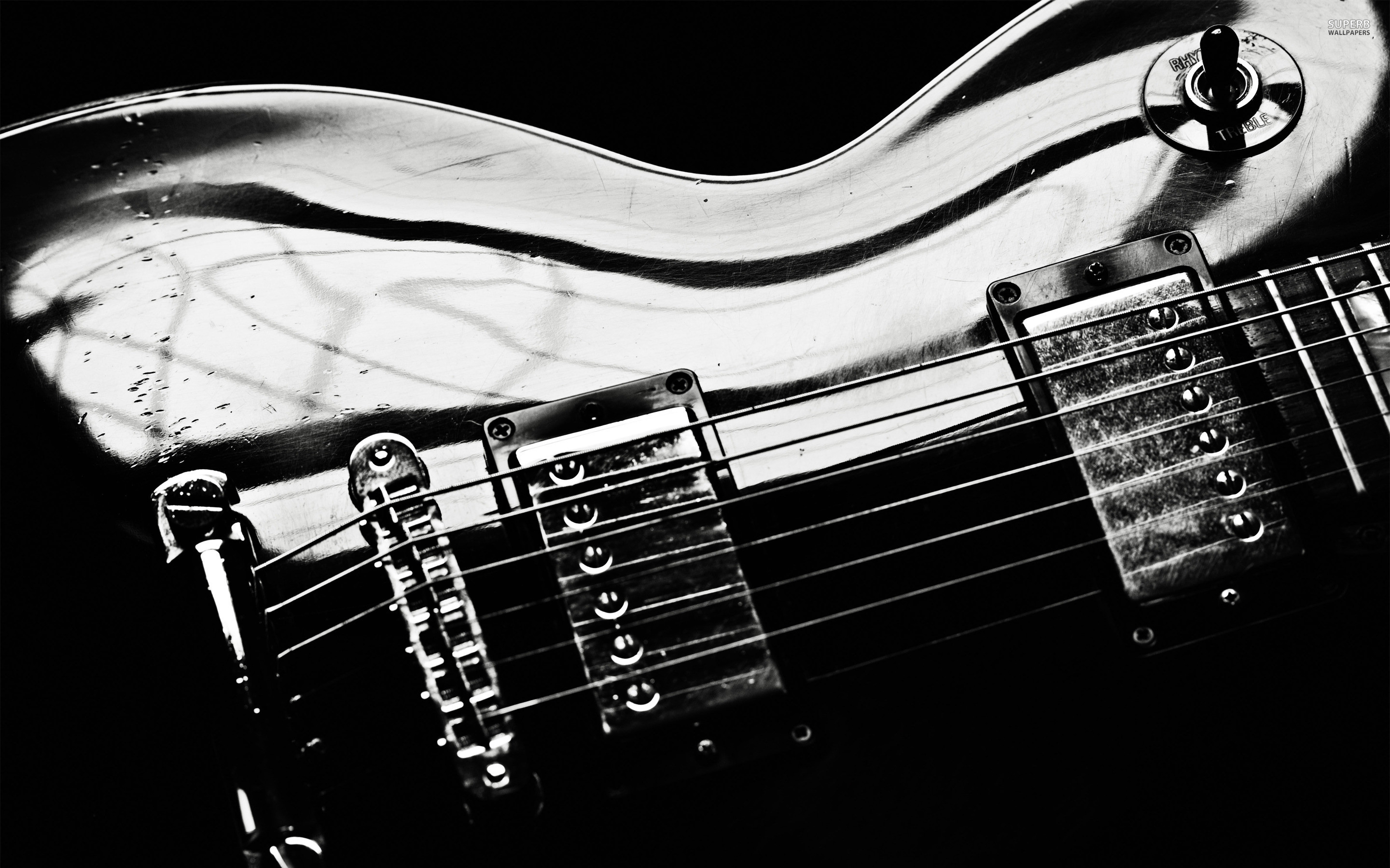 Chitarra elettrica, Corde, Bianco e nero, Pickup, 2K, wallpaper per PC