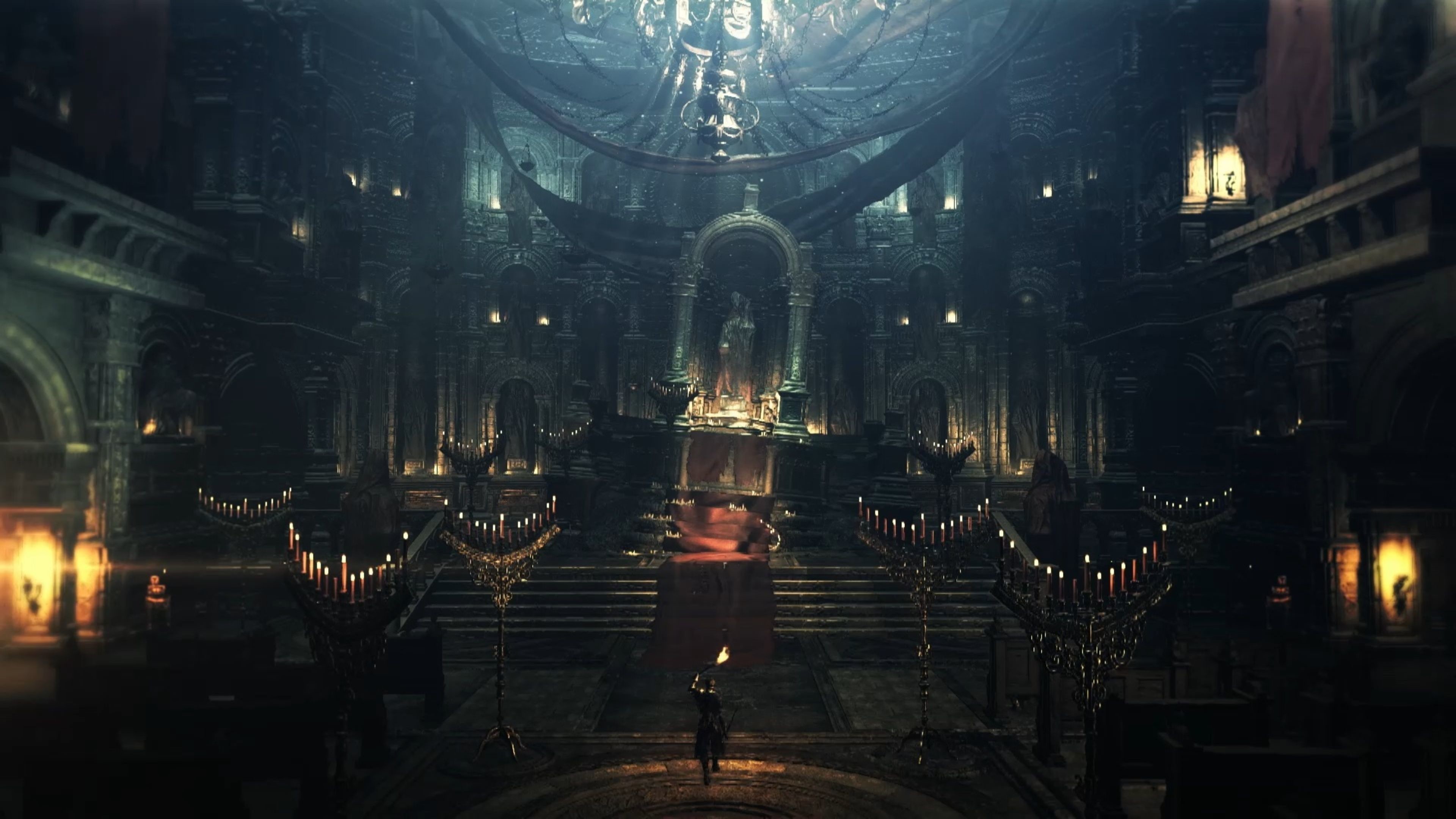 Dark Souls III, Cattedrale, Candele, Interni gotici, 4K, sfondo per PC