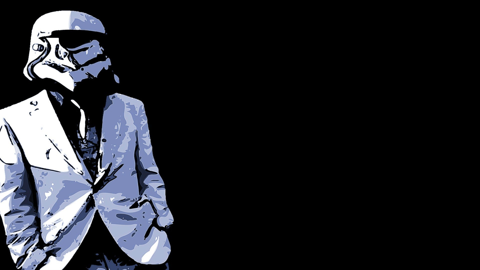 Stormtrooper, Star Wars, Giacca, Pop art, Sfondo nero, 16:9 Full HD, wallpaper widescreen