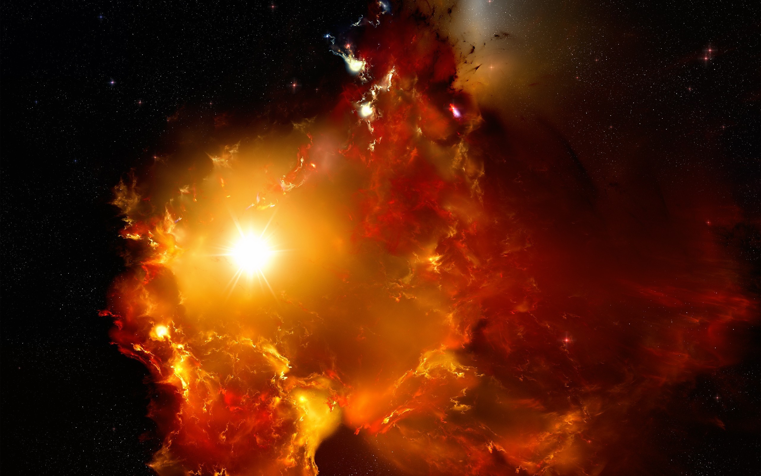 Nebulosa, Esplosione stellare, Arancione, Fuoco, 2K, sfondo desktop