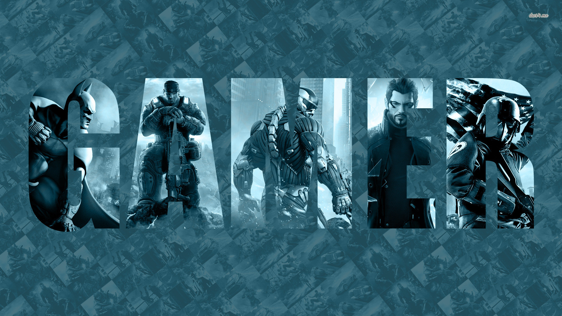Gamer, Batman, Adam Jensen, Tipografia, Collage, 1920x1080, sfondo per PC