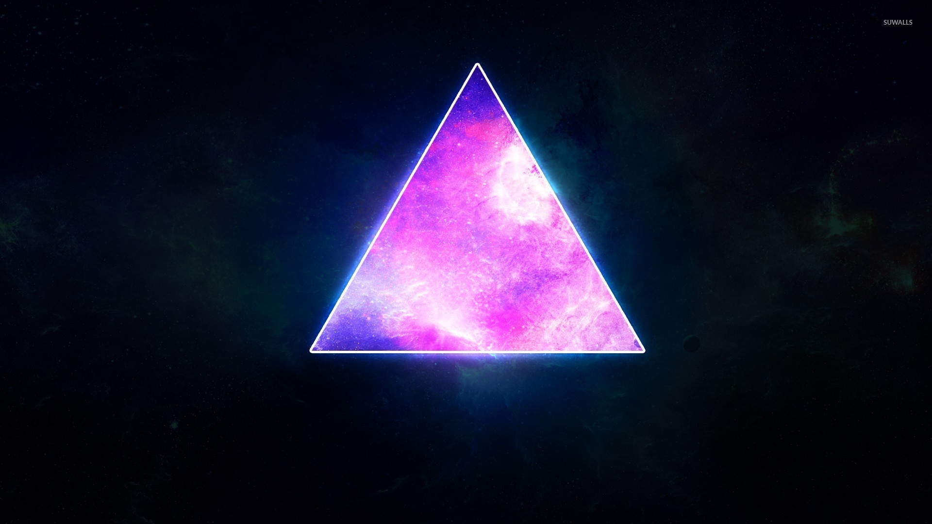Triangolo, Galassia, Rosa, Sfondo nero, Full HD, wallpaper per portatile