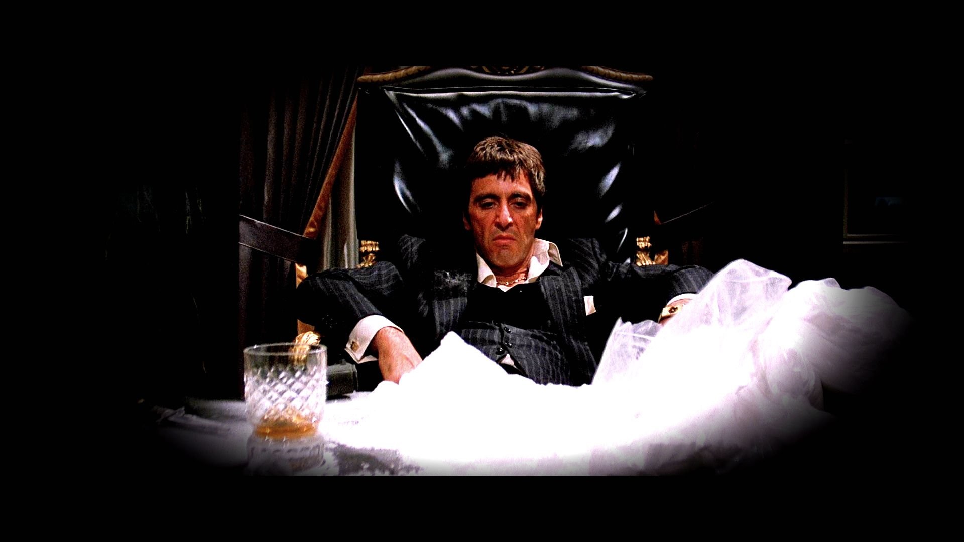 Tony Montana, Al Pacino, Scarface, Scena finale, Poltrona, Full HD 1080p, sfondo desktop