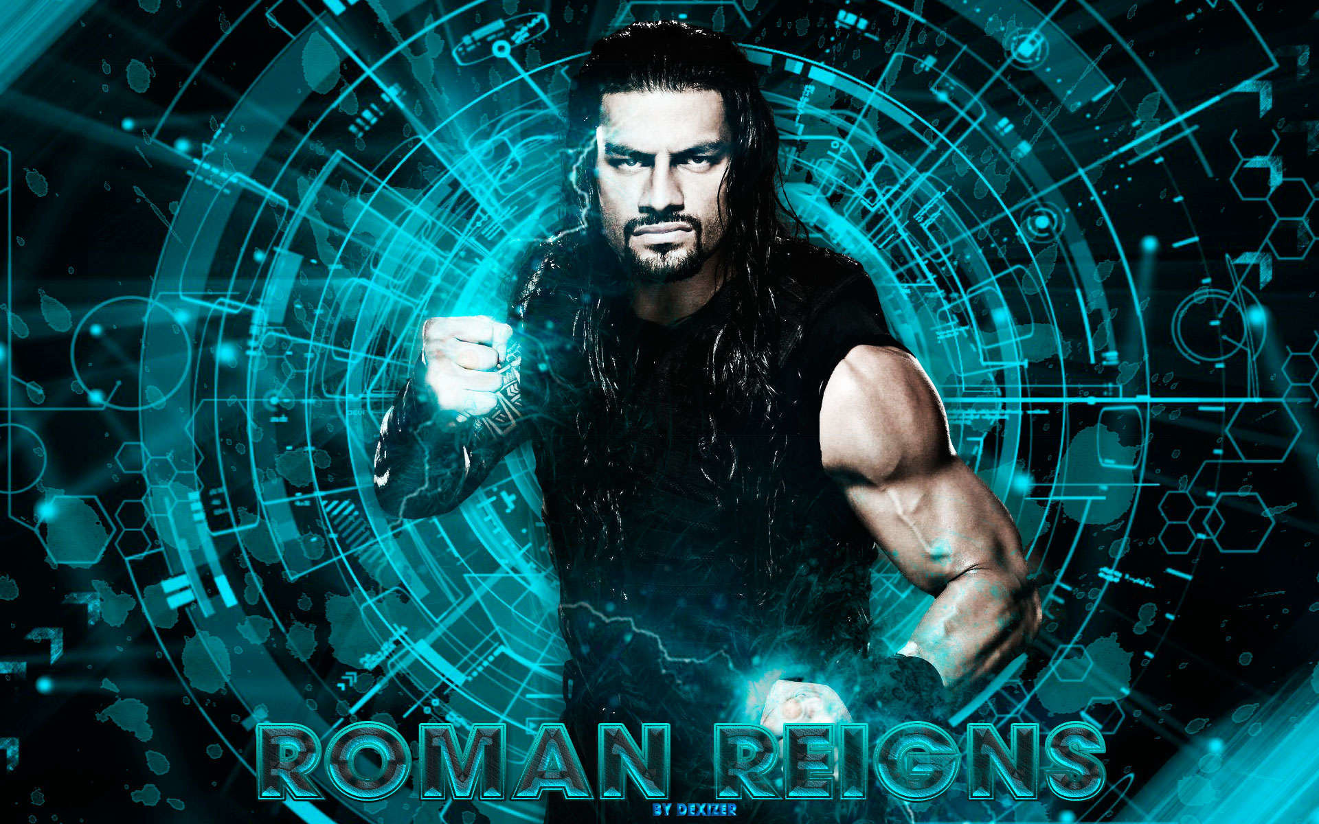 Roman Reigns, WWE, Arte digitale, Turchese, 1920x1200, immagine di sfondo
