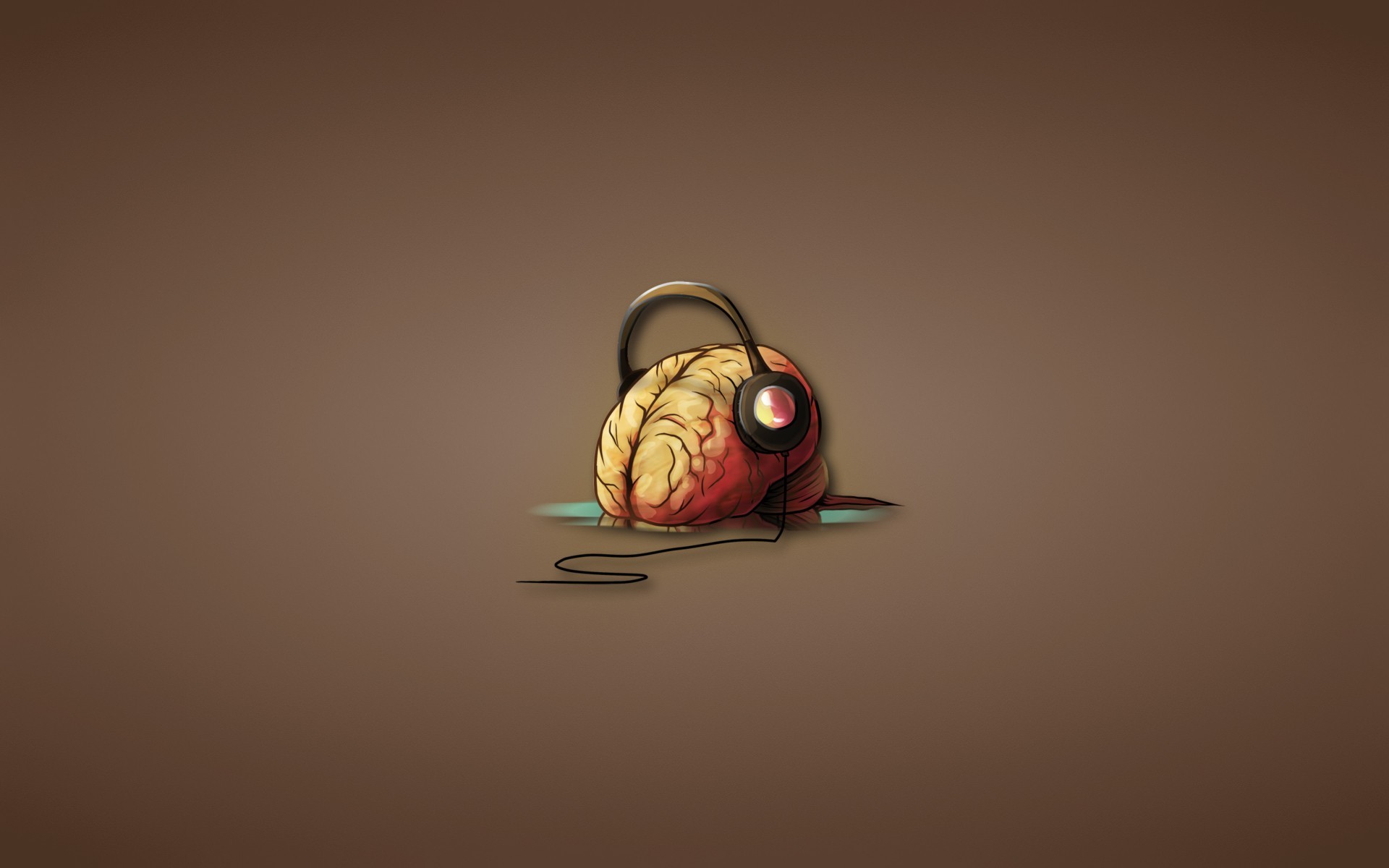 Cervello, Cuffie, Musica, Illustrazione, Marrone, 1920x1200, sfondo per PC