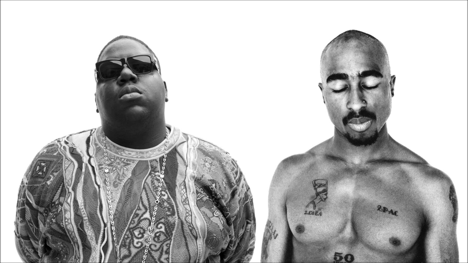 Tupac Shakur, The Notorious B.I.G., Bianco e nero, 1920x1080, immagine di sfondo