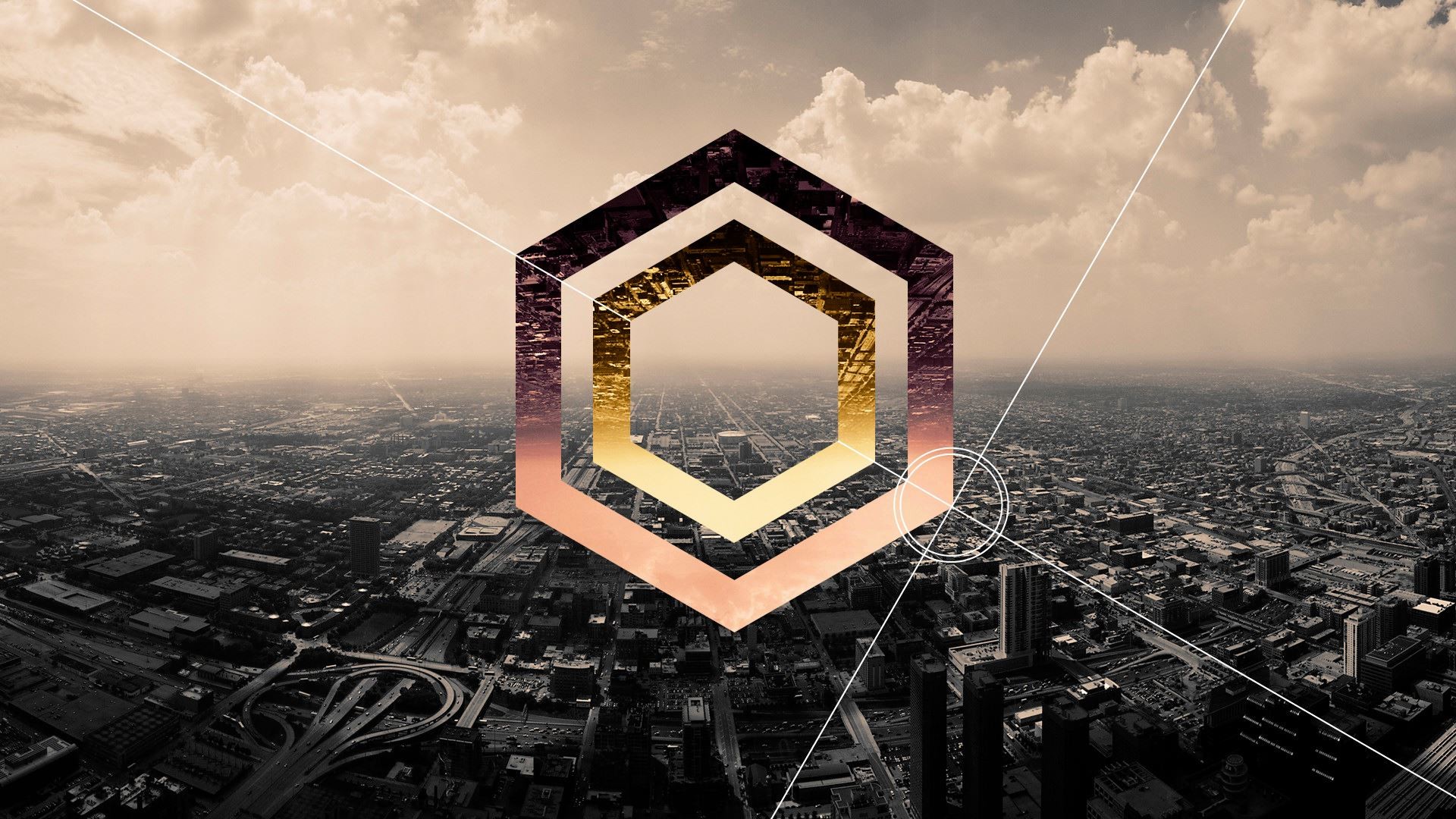 Esagono, Città, Vista aerea, Geometria, Full HD 1080p, sfondo desktop