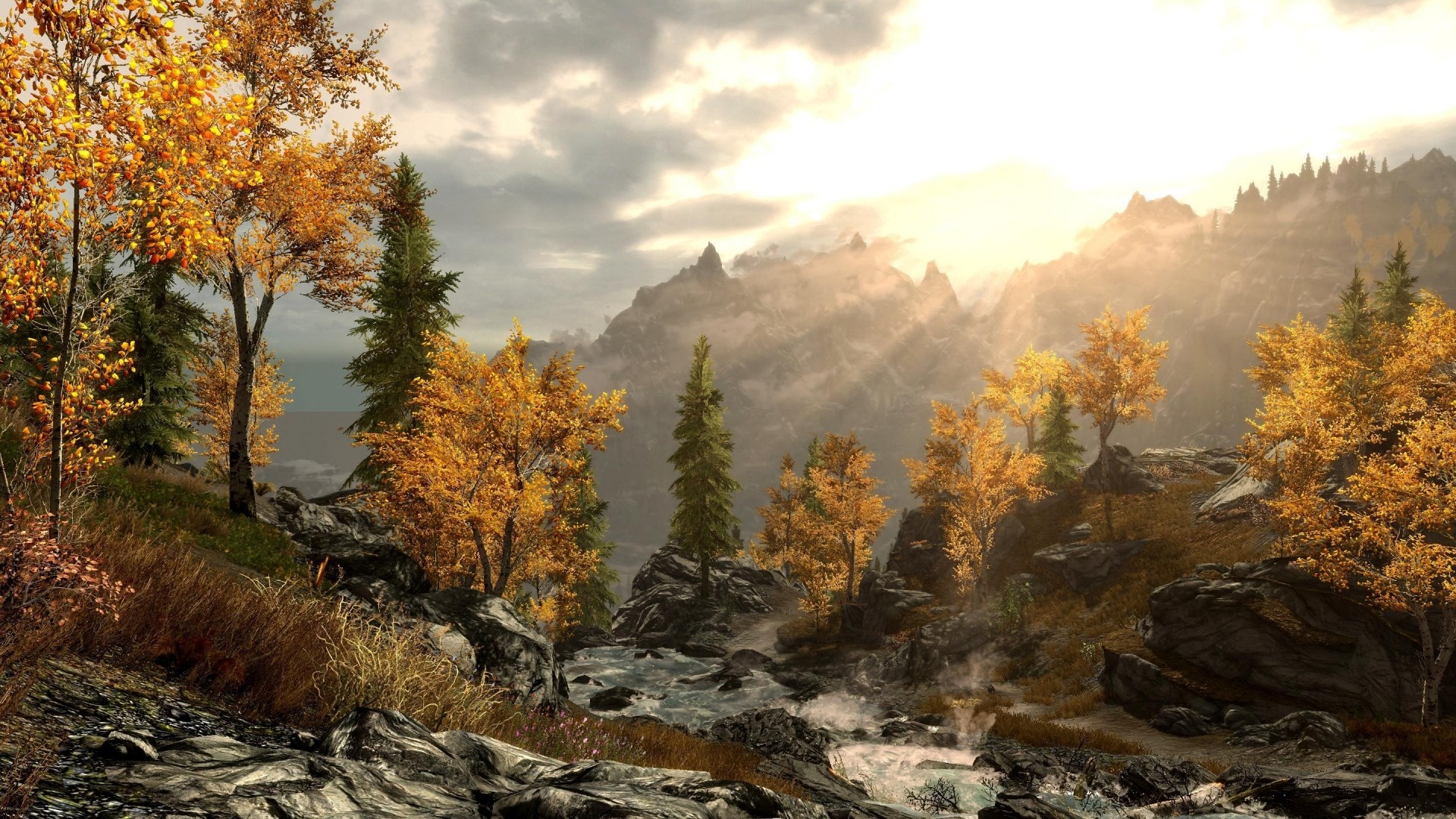 The Elder Scrolls V: Skyrim, The Rift, Autunno, Raggi di sole, Full HD, sfondo desktop