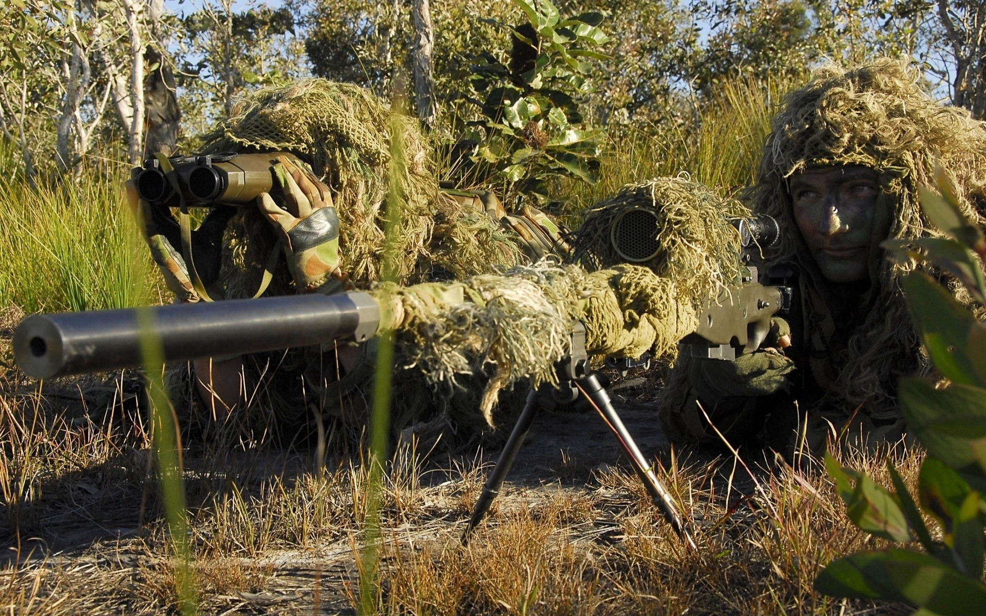 Cecchini, Ghillie suit, Fucile di precisione, Erba, Full HD, wallpaper per PC