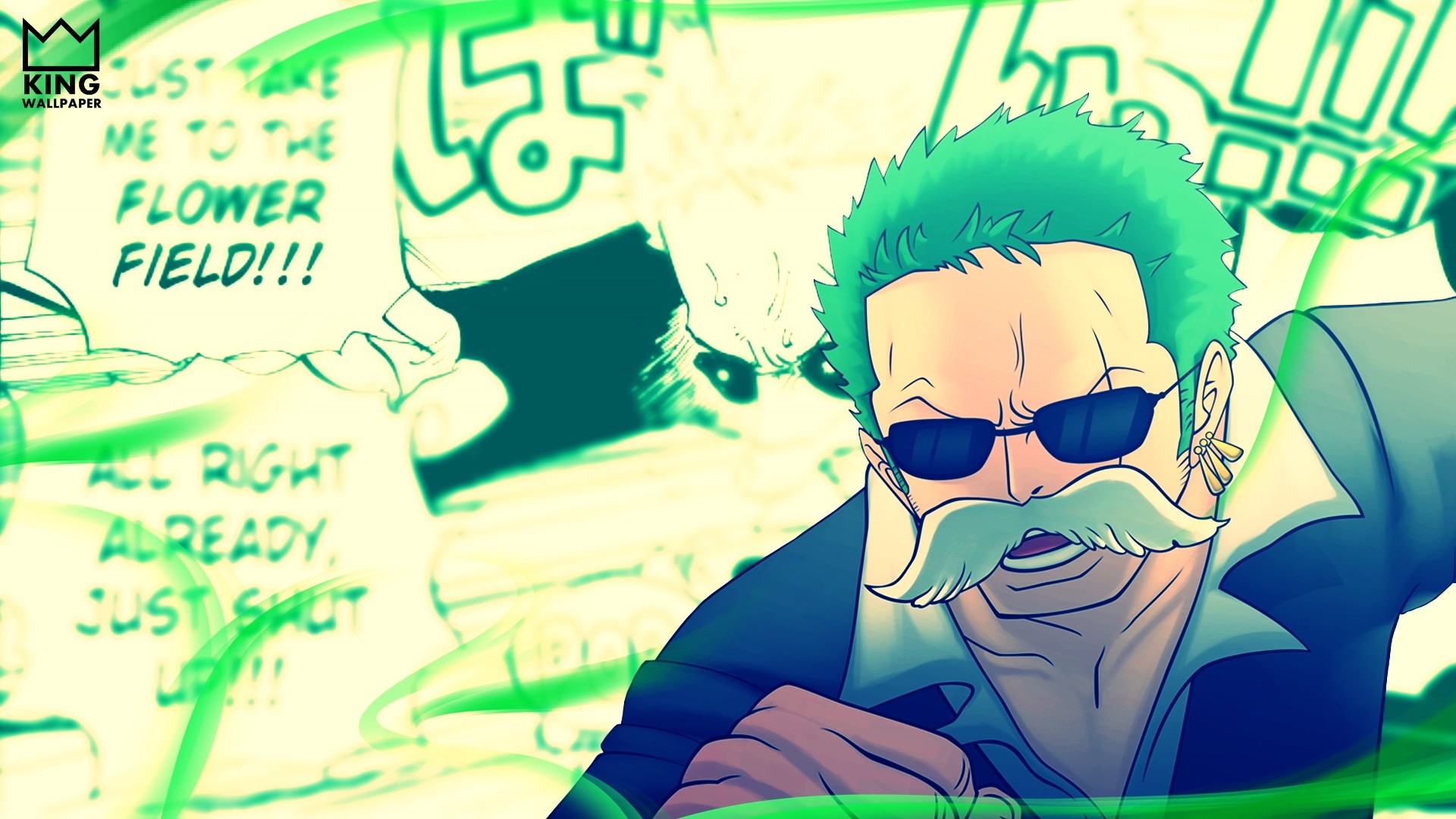 Roronoa Zoro, One Piece, Zoro anziano, Occhiali da sole, Fan art, sfondo desktop 1920x1080