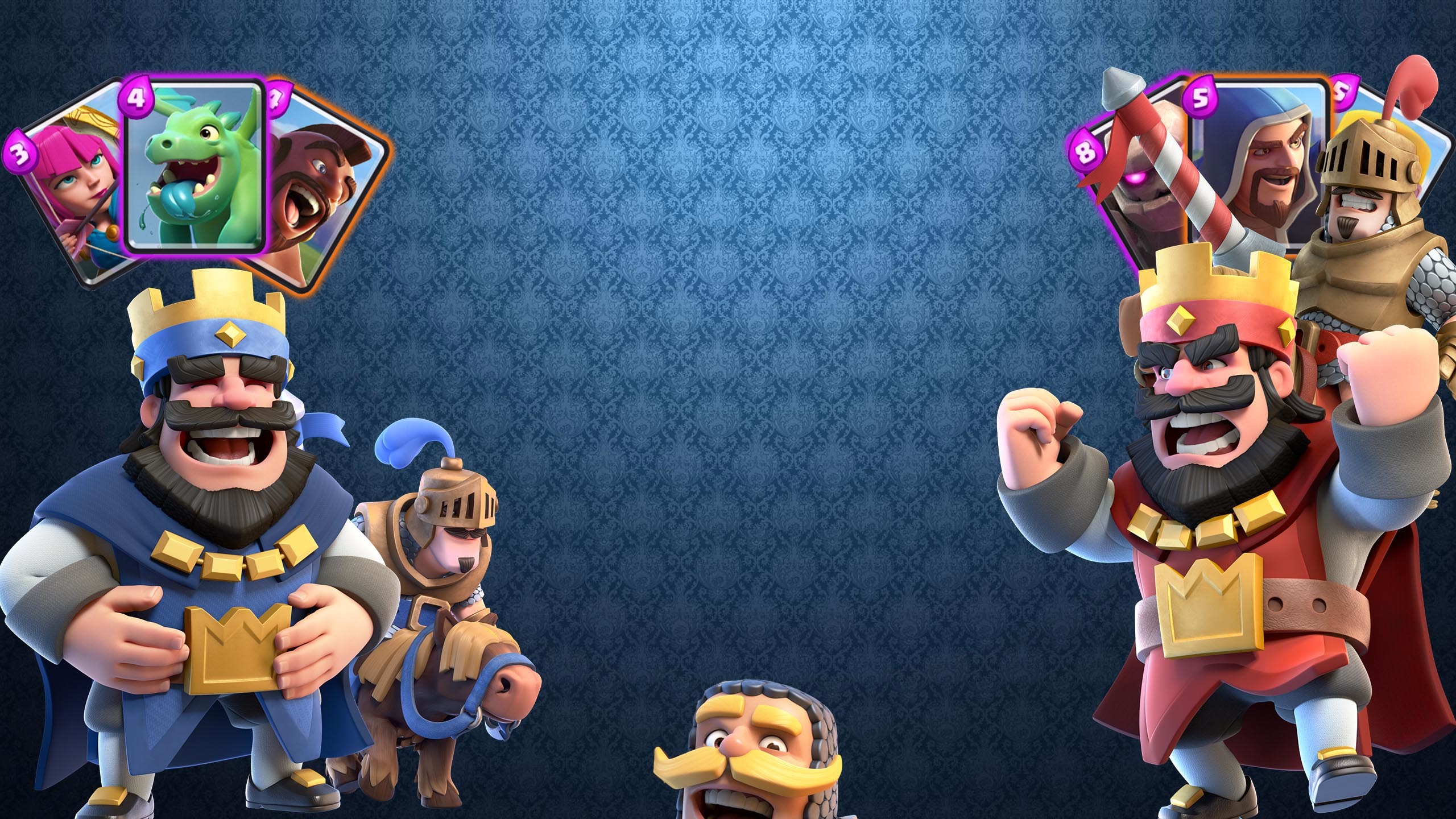 Clash Royale, Re blu, Re rosso, Carte, 2560x1440, immagine di sfondo