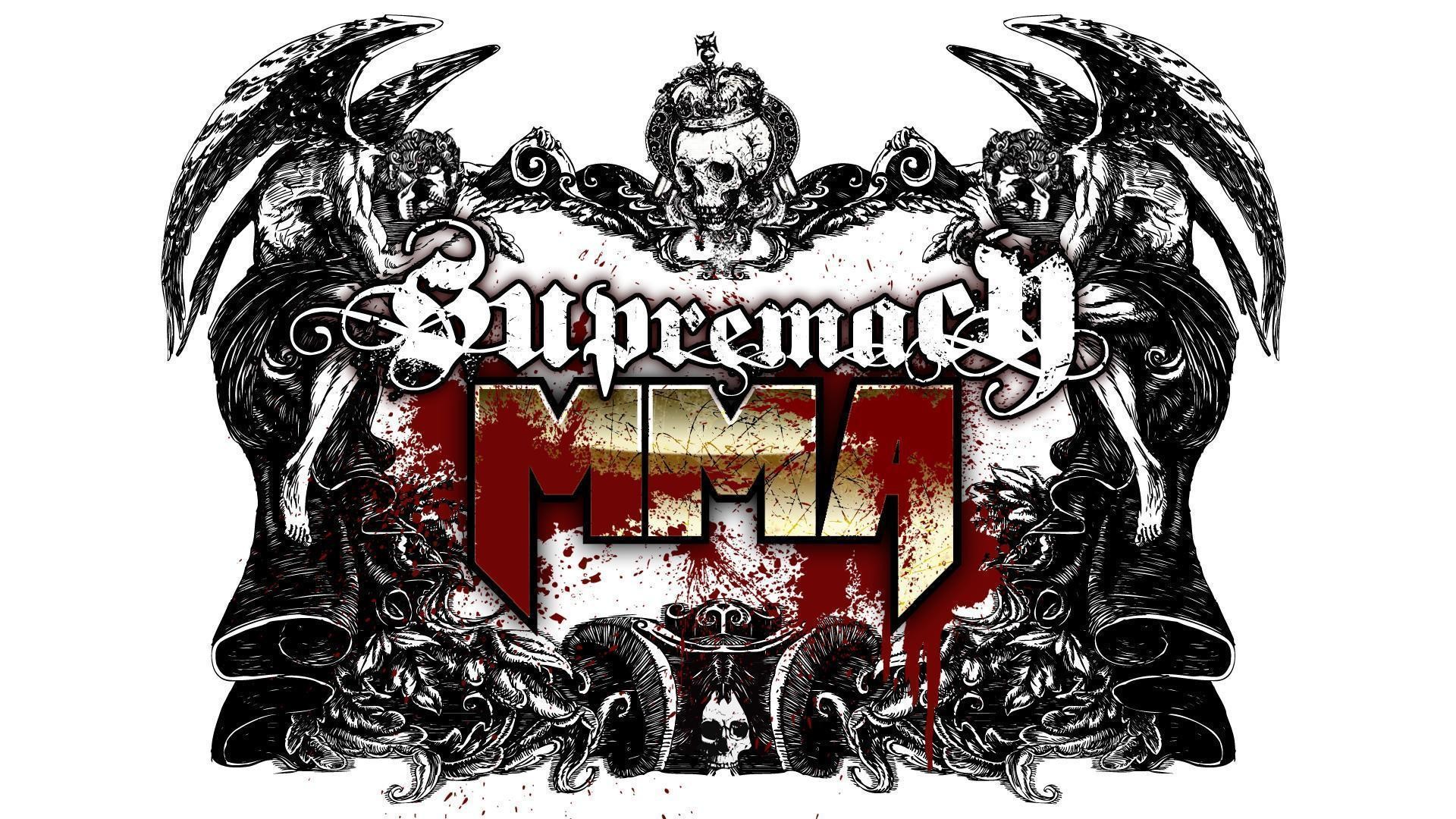 Supremacy MMA, Logo, Teschio, Sfondo bianco, Full HD, wallpaper per portatile