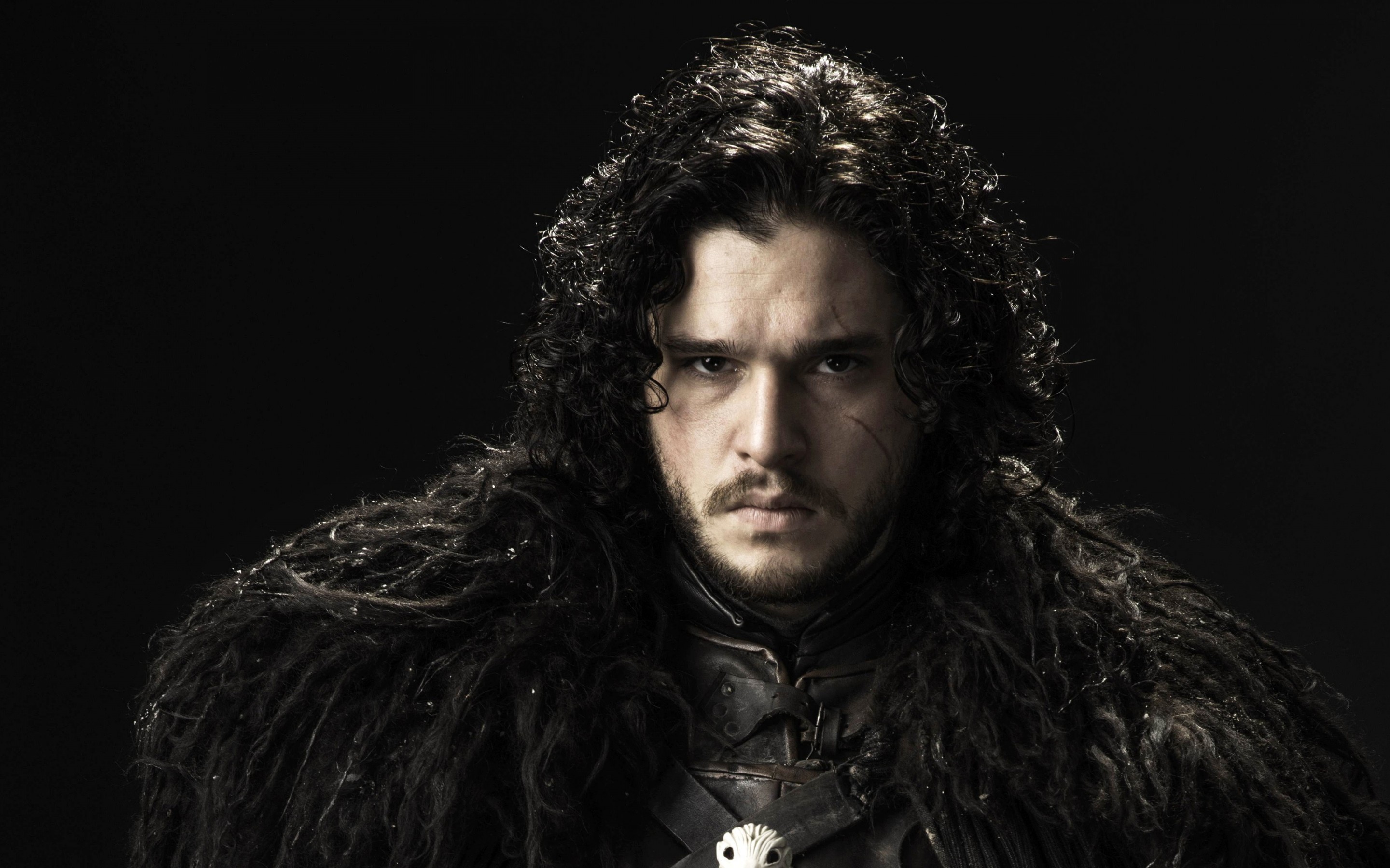 Jon Snow, Kit Harington, Il Trono di Spade, Sfondo nero, 16:10 2K, wallpaper widescreen