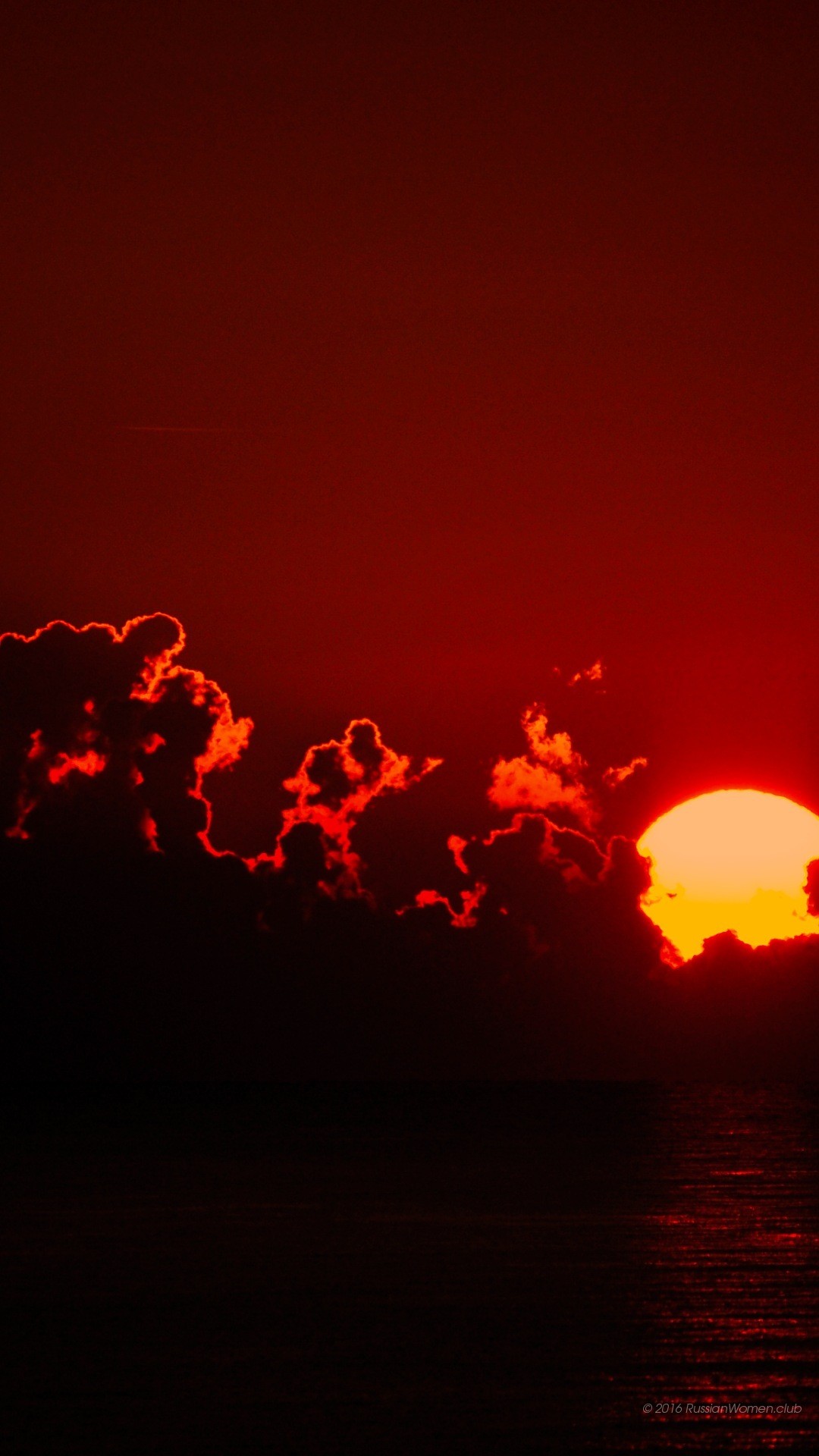Tramonto, Sole, Nuvole, Rosso, Full HD, sfondo Huawei P8 Lite