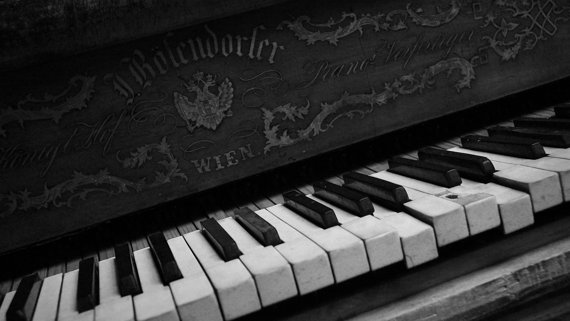 Bösendorfer, Pianoforte, Vienna, Bianco e nero, Full HD, wallpaper desktop