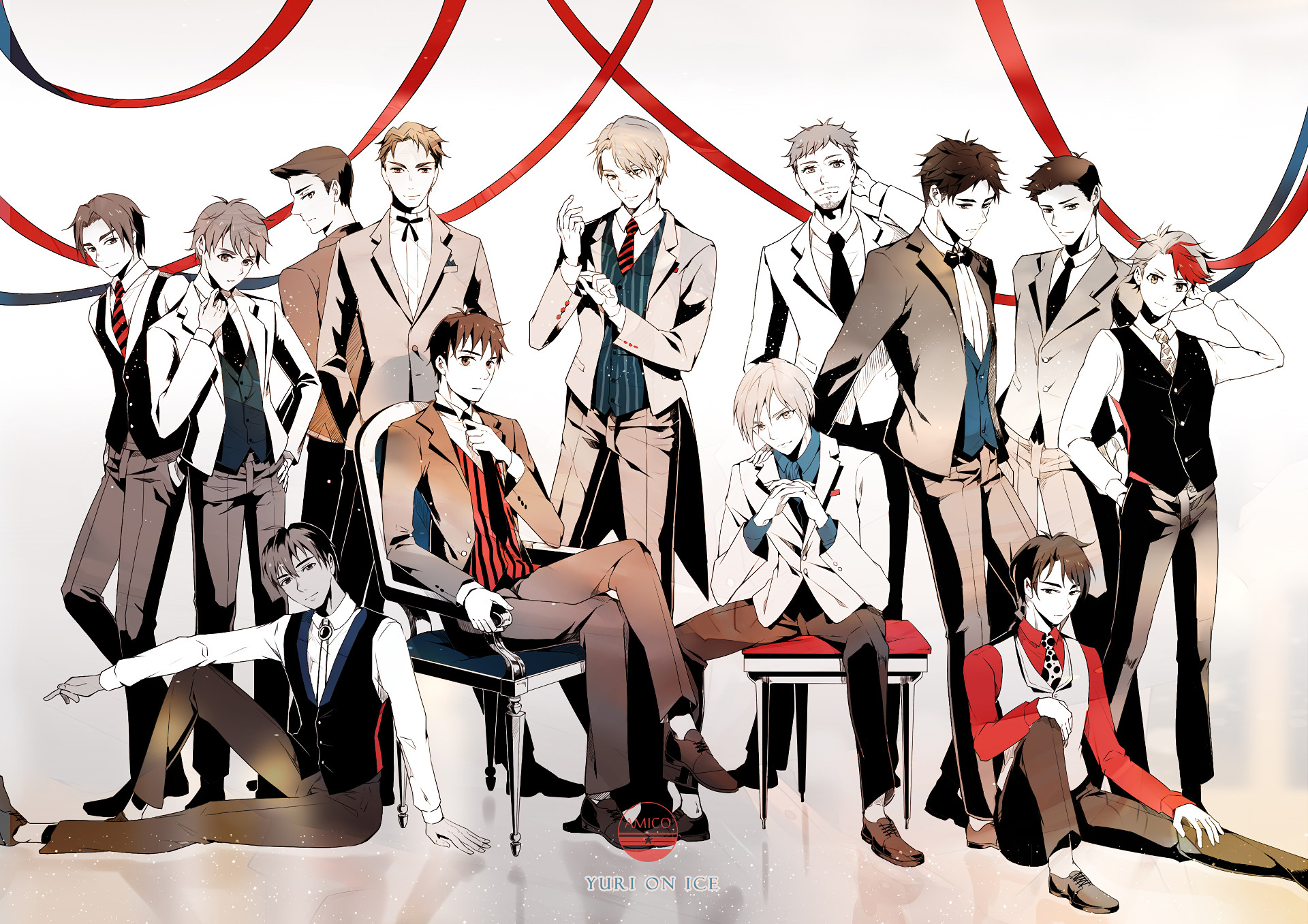 Yuri!!! on Ice, Pattinatori, Abiti eleganti, Gruppo, Full HD, sfondo desktop
