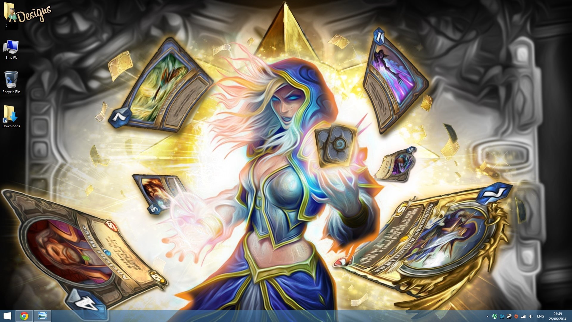 Jaina Marefiero, Hearthstone, Carte, Magia, Maga, 16:9 Full HD, sfondo widescreen