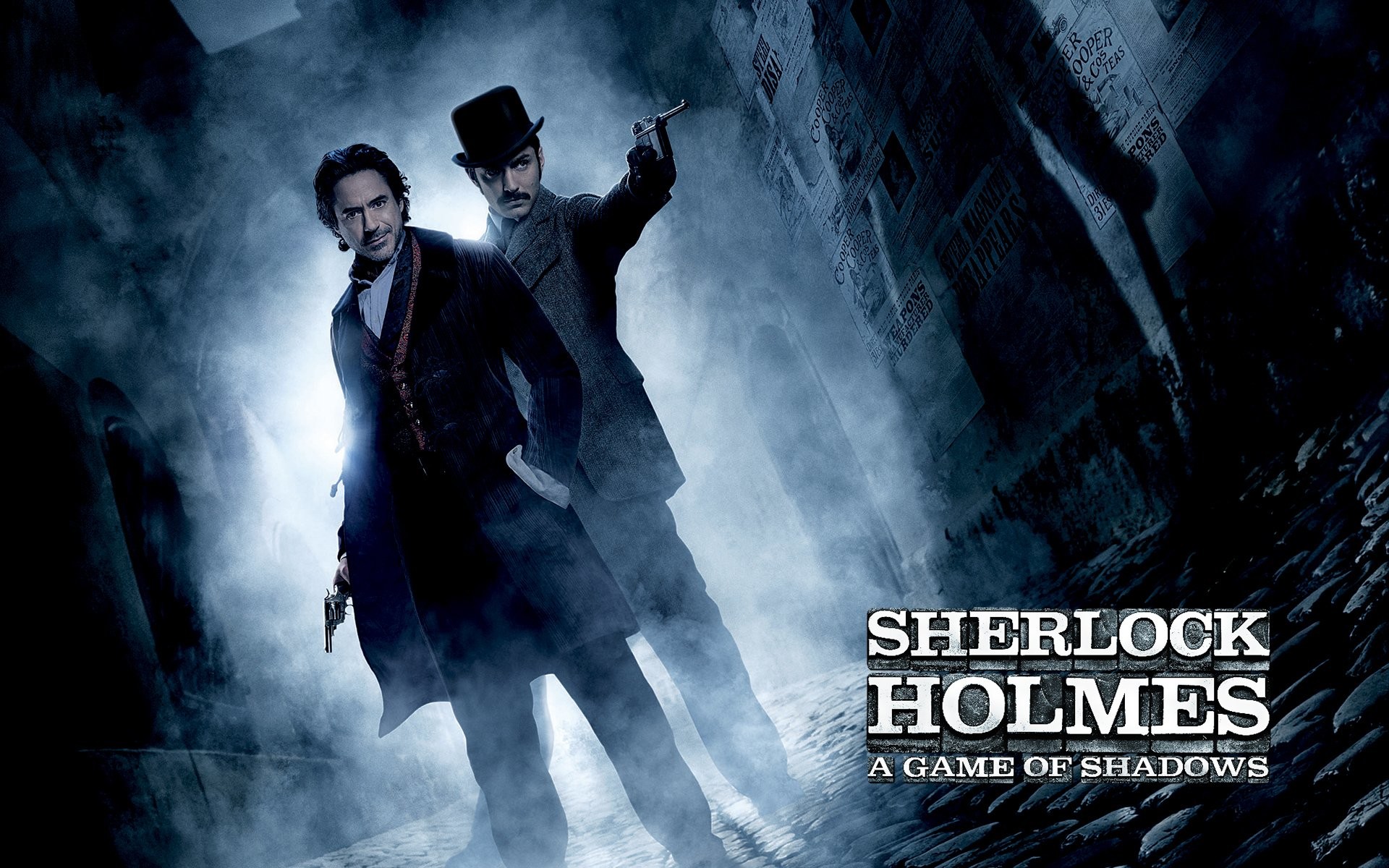 Sherlock Holmes - Gioco di ombre, Robert Downey Jr., Jude Law, Sherlock Holmes, John Watson, Poster, sfondo desktop
