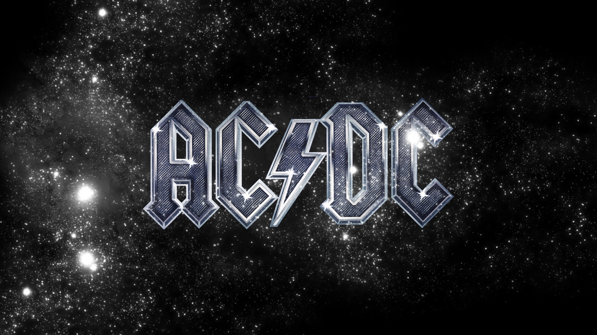 Logo AC/DC, AC/DC, Stelle, Spazio, 1920x1080, sfondo per PC