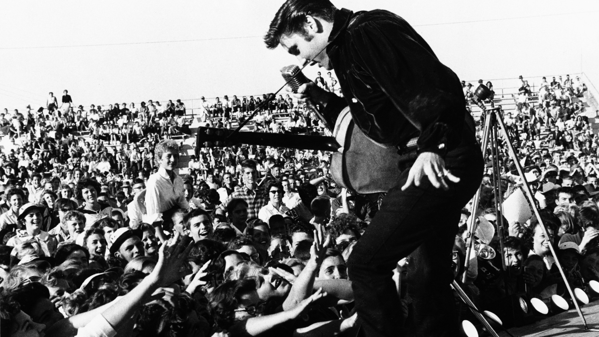 Elvis Presley, Concerto, Folla, Bianco e nero, Full HD, sfondo per PC