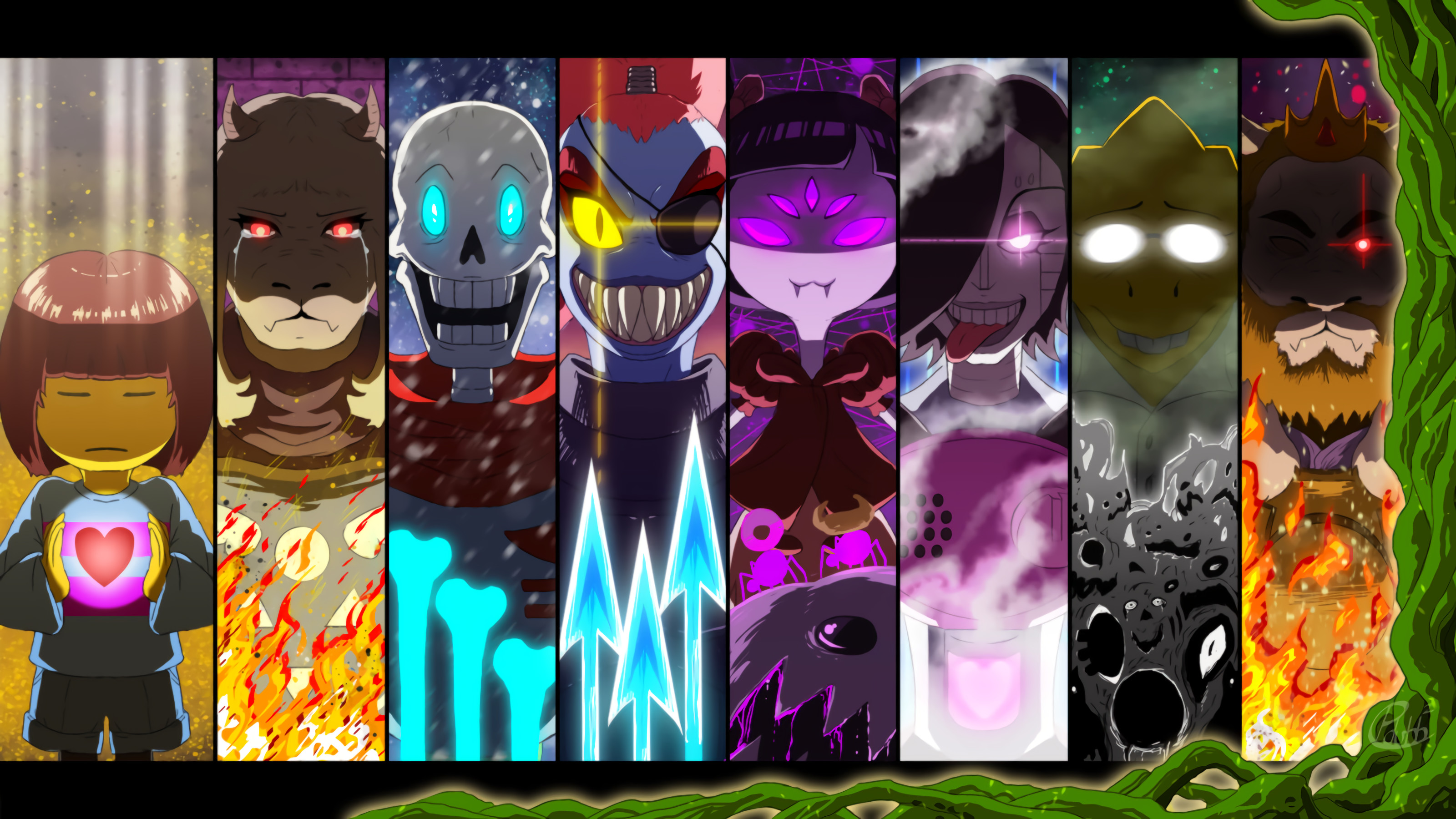 Undertale, Frisk, Sans, Undyne, Asgore, Boss, 2K, sfondo per PC e portatile