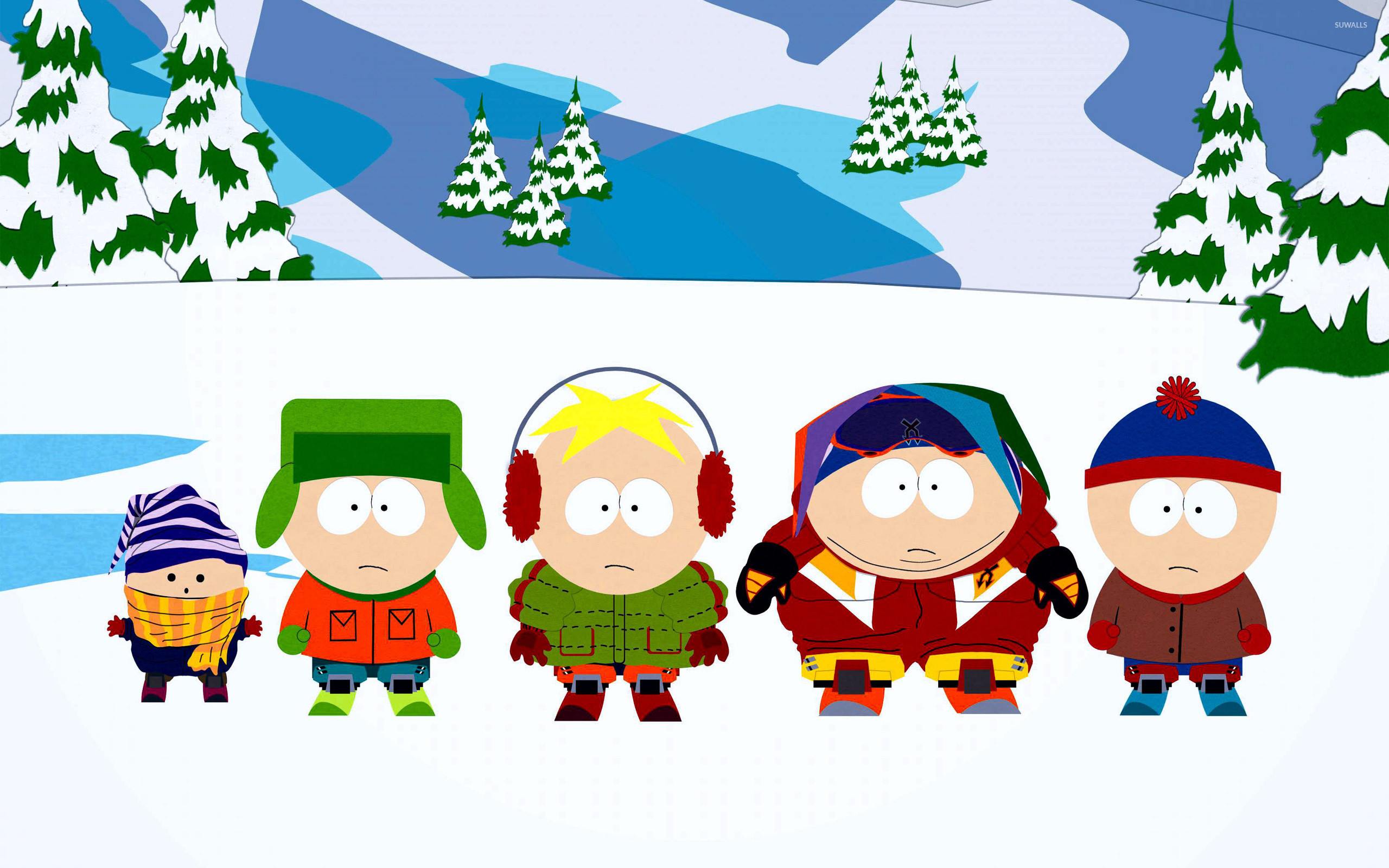 South Park, Kyle Broflovski, Butters Stotch, Eric Cartman, Stan Marsh, Neve, sfondo 1600p