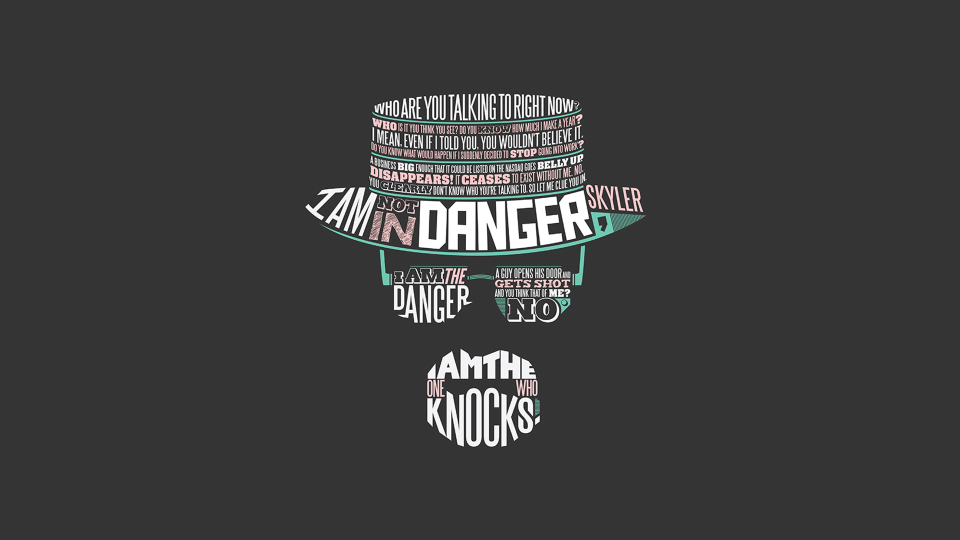 Heisenberg, Breaking Bad, I Am the One Who Knocks, Tipografia, Full HD, sfondo desktop