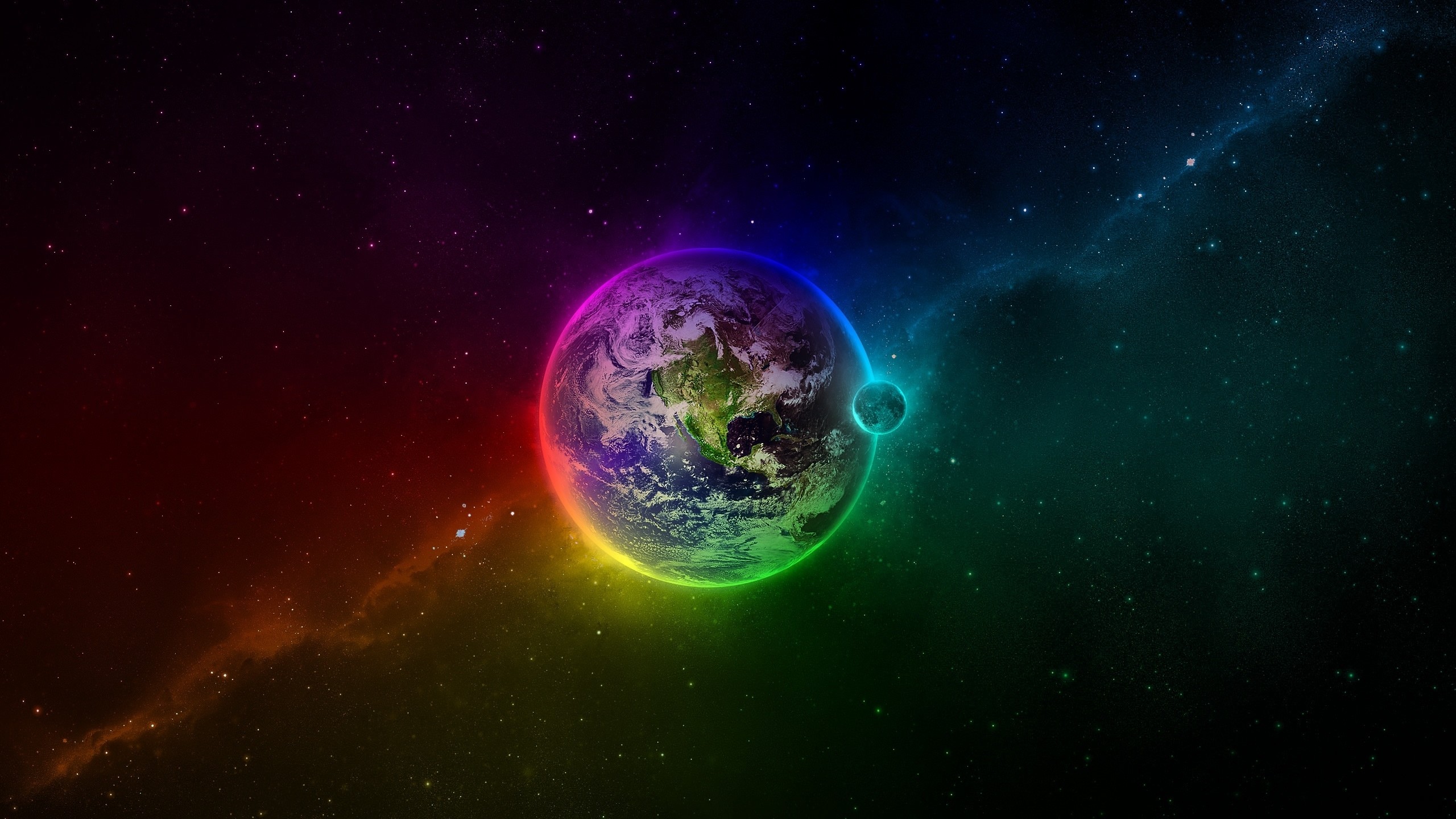 Terra, Pianeta, Arcobaleno, Spazio, Stelle, wallpaper Mac