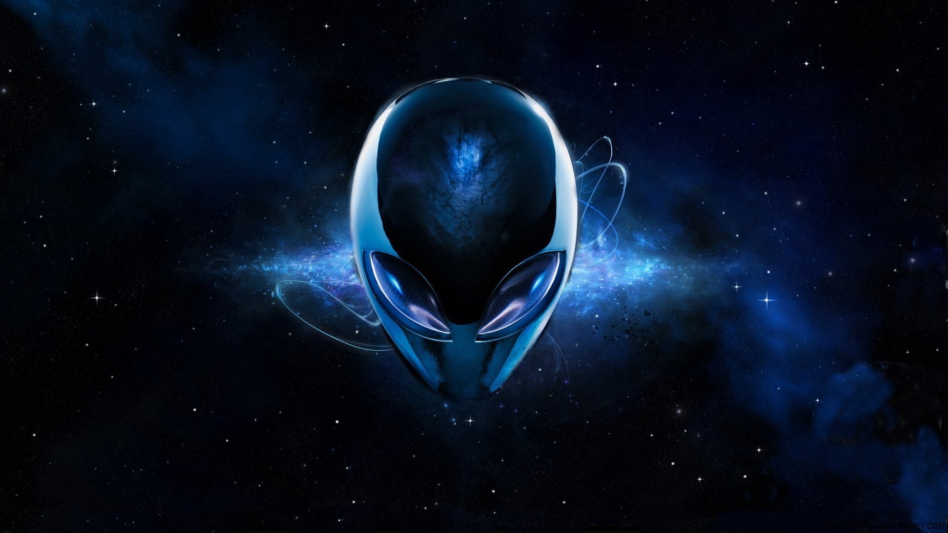 Alienware, Testa aliena, Spazio, Blu, 1920x1080, immagine di sfondo