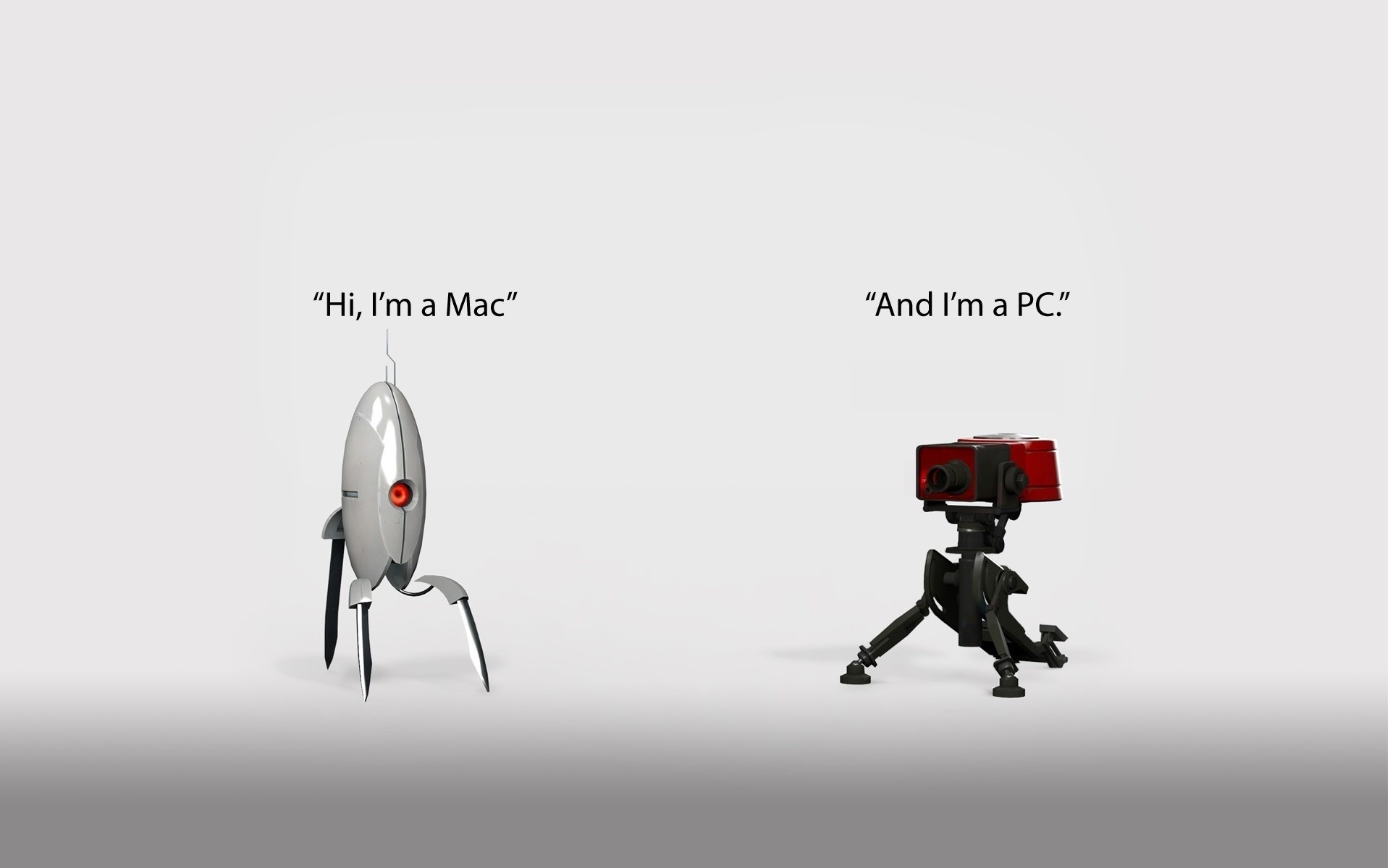 Portal, Torretta, Team Fortress 2, Sentry, Parodia Mac vs PC, 1920x1200, immagine di sfondo