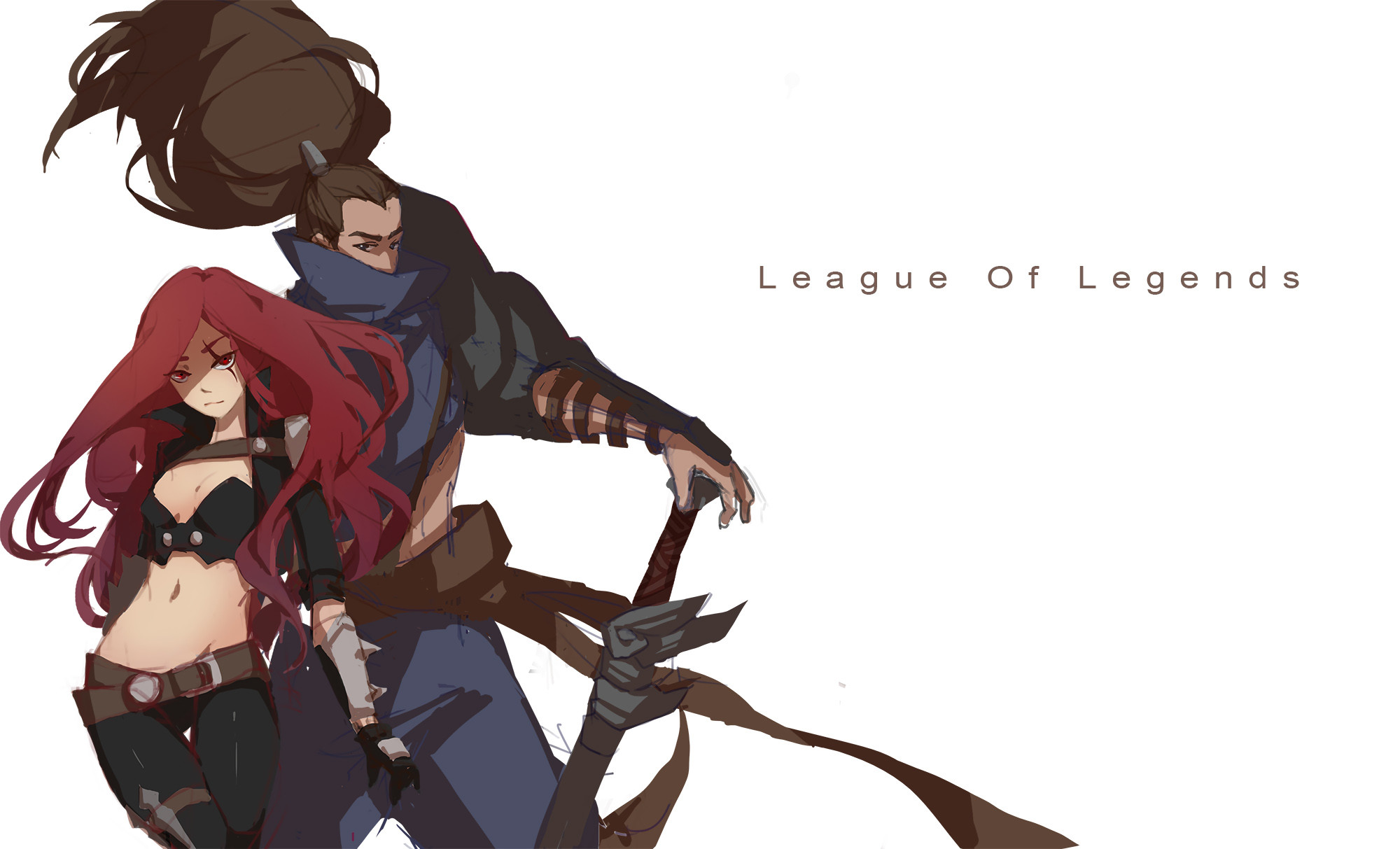 Katarina, Talon, League of Legends, Sfondo bianco, Full HD, wallpaper per PC