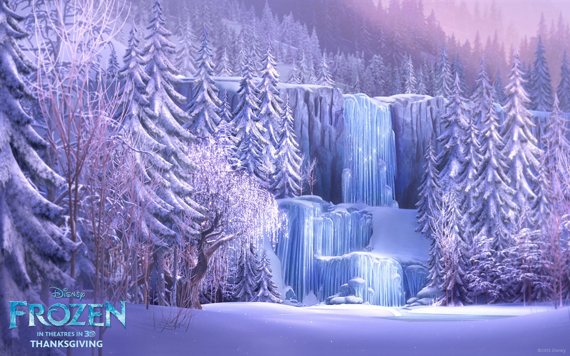 Foresta ghiacciata, Cascata ghiacciata, Frozen - Il regno di ghiaccio, Viola, immagine di sfondo