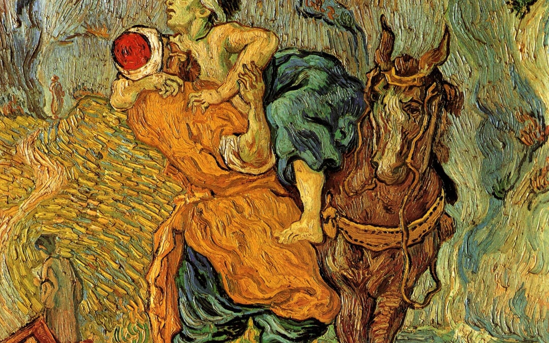 Il buon samaritano (da Delacroix), Vincent van Gogh, Cavallo, Pittura a olio, sfondo desktop