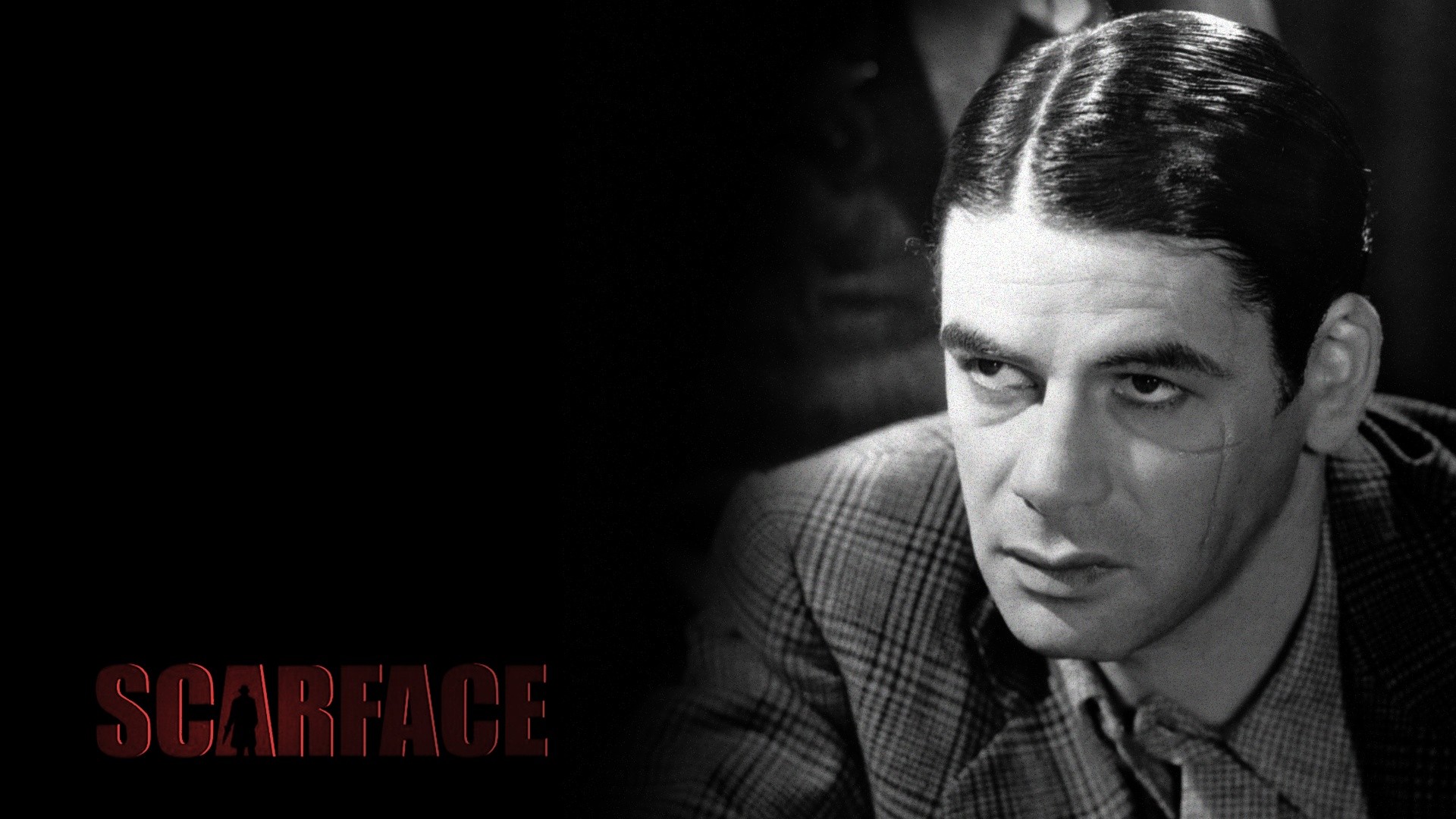 Paul Muni, Scarface (1932), Scarface, Bianco e nero, Ritratto, 16:9 Full HD, sfondo widescreen