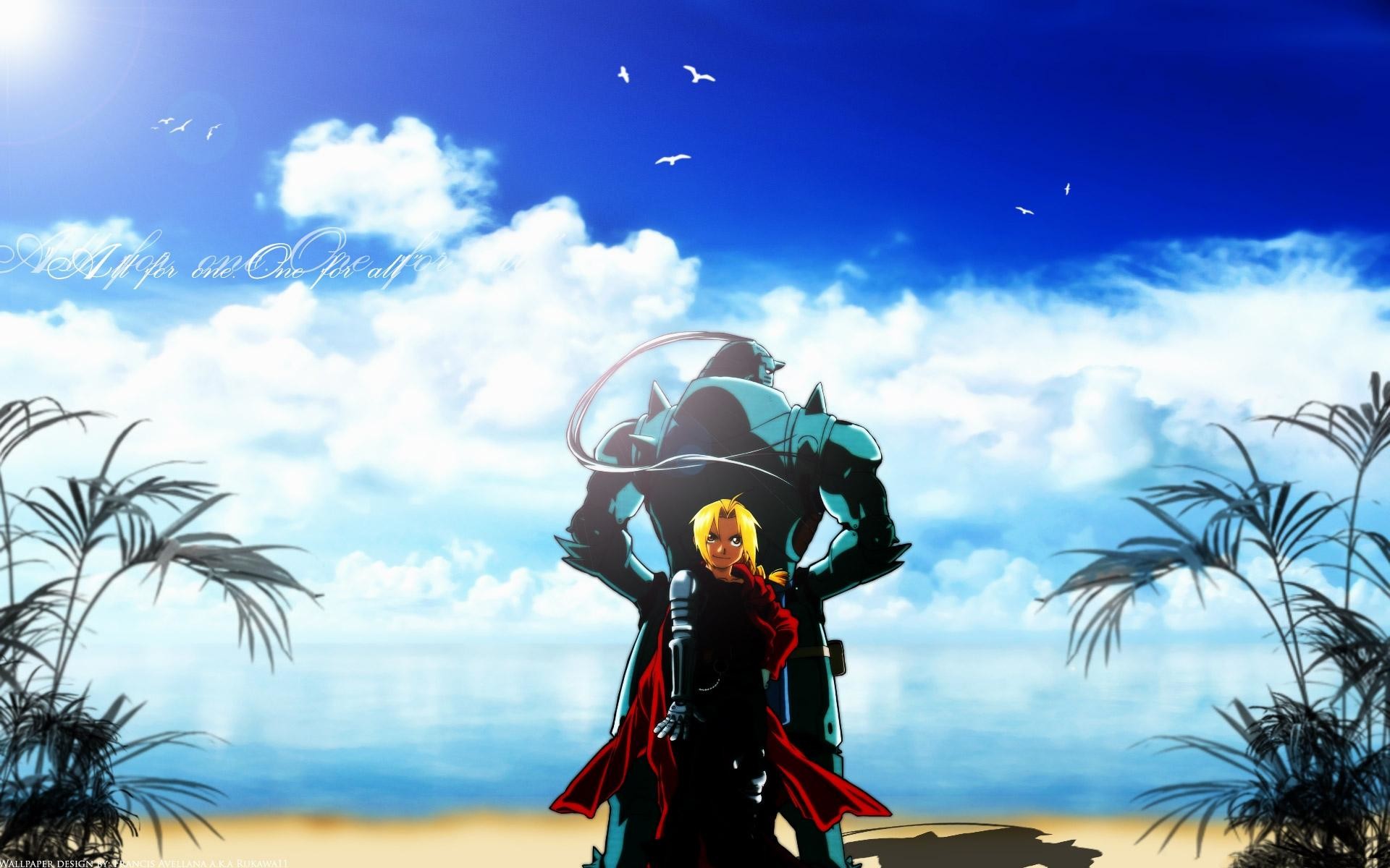 Edward Elric, Alphonse Elric, Fullmetal Alchemist, Spiaggia, 1920x1200, sfondo per PC