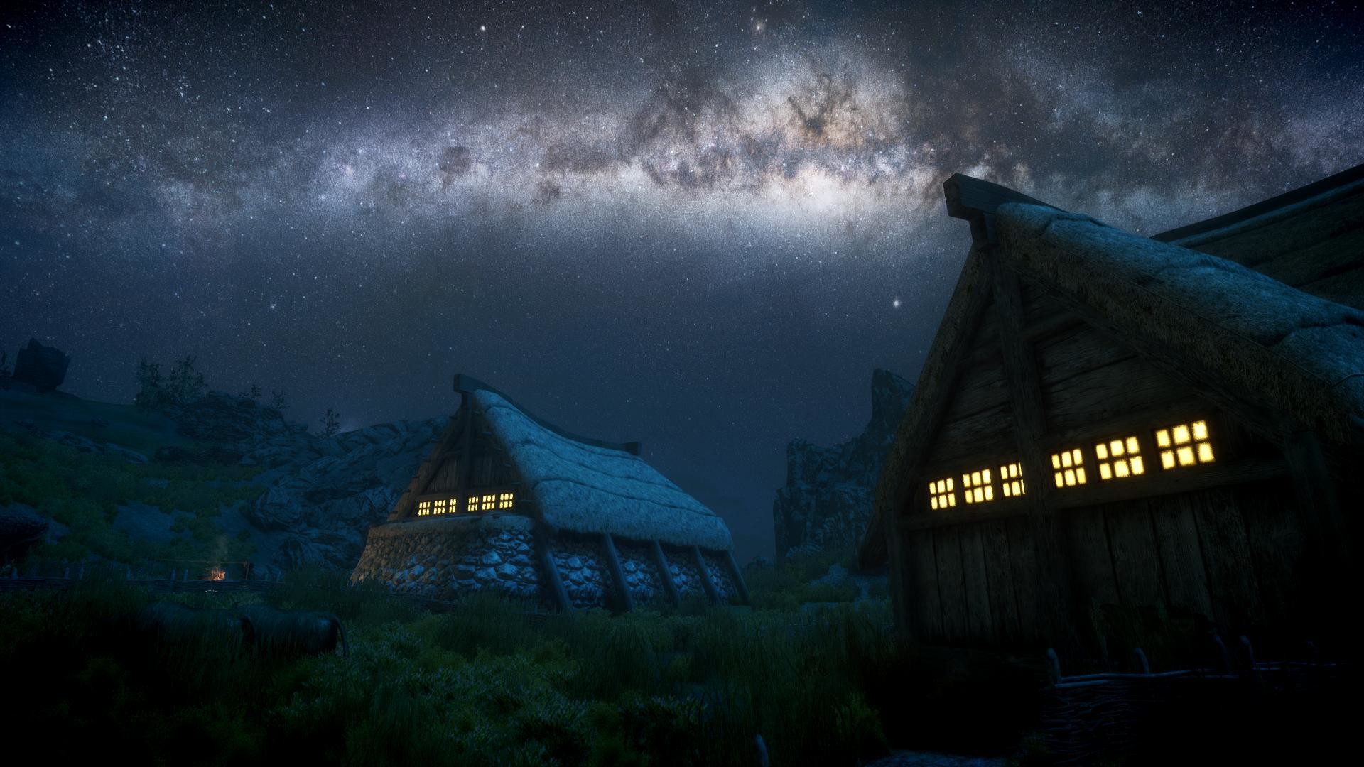 Via Lattea, Case, Notte, 1920x1080, wallpaper desktop