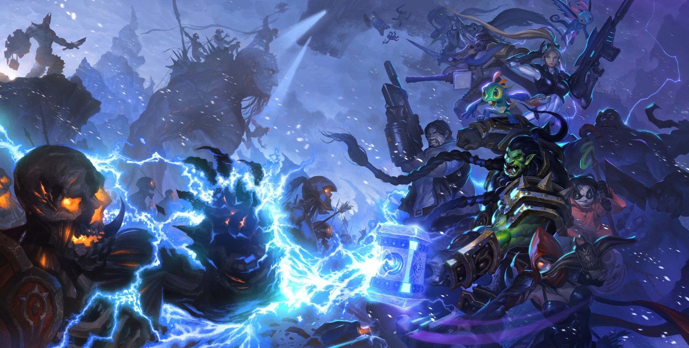 Heroes of the Storm, Fulmini, Battaglia, Blu, Full HD, sfondo per PC e portatile