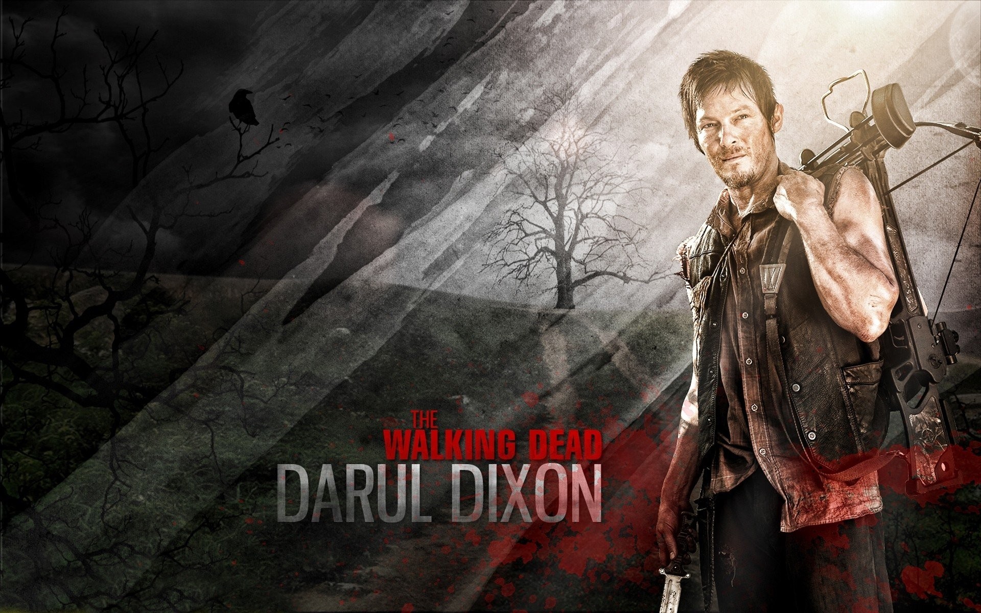 Daryl Dixon, Norman Reedus, The Walking Dead, Balestra, Arte digitale, sfondo Full HD per portatile