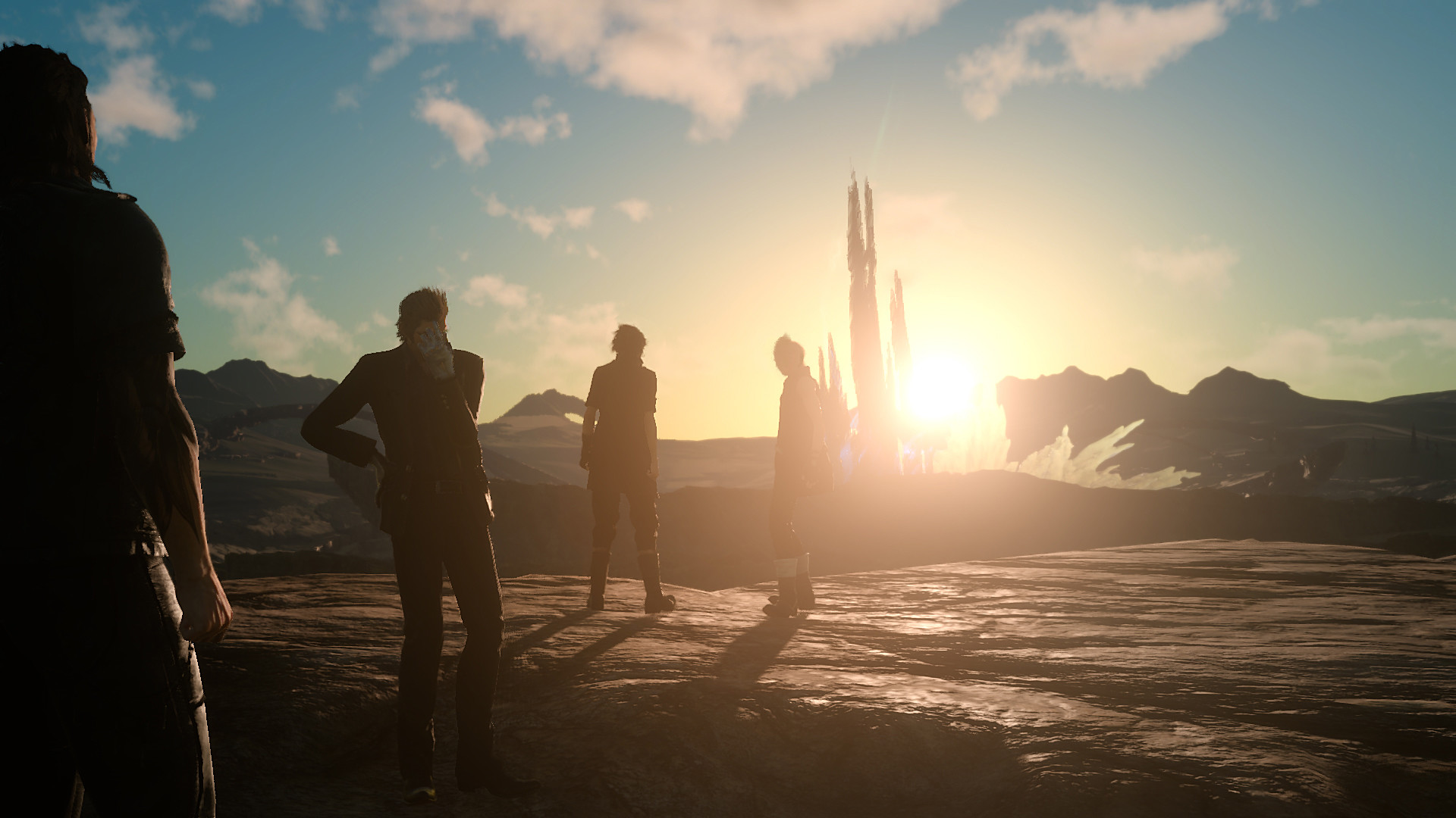 Noctis Lucis Caelum, Final Fantasy XV, Silhouette, Tramonto, Crepuscolo, sfondo 16:9 Full HD