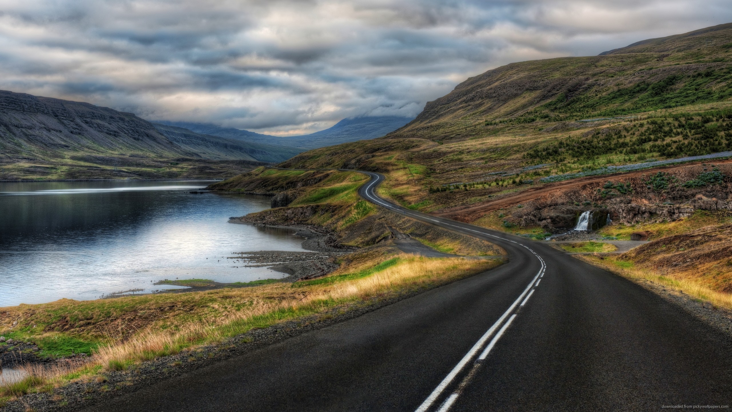 Irlanda, Strada, Lago, Colline, 2K, sfondo desktop