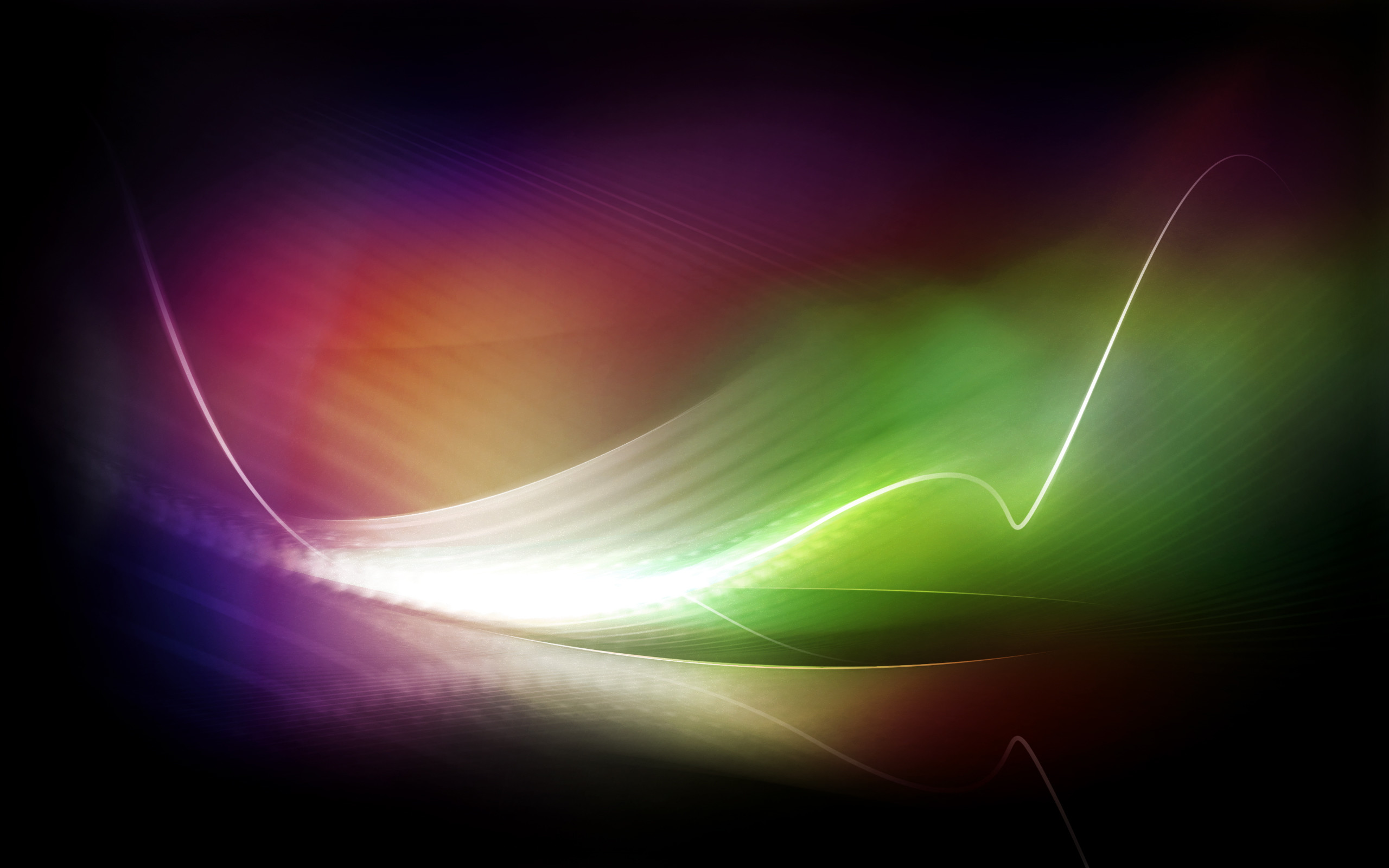 Onde luminose, Astratto, Verde, Viola, 2K 1600p, sfondo desktop